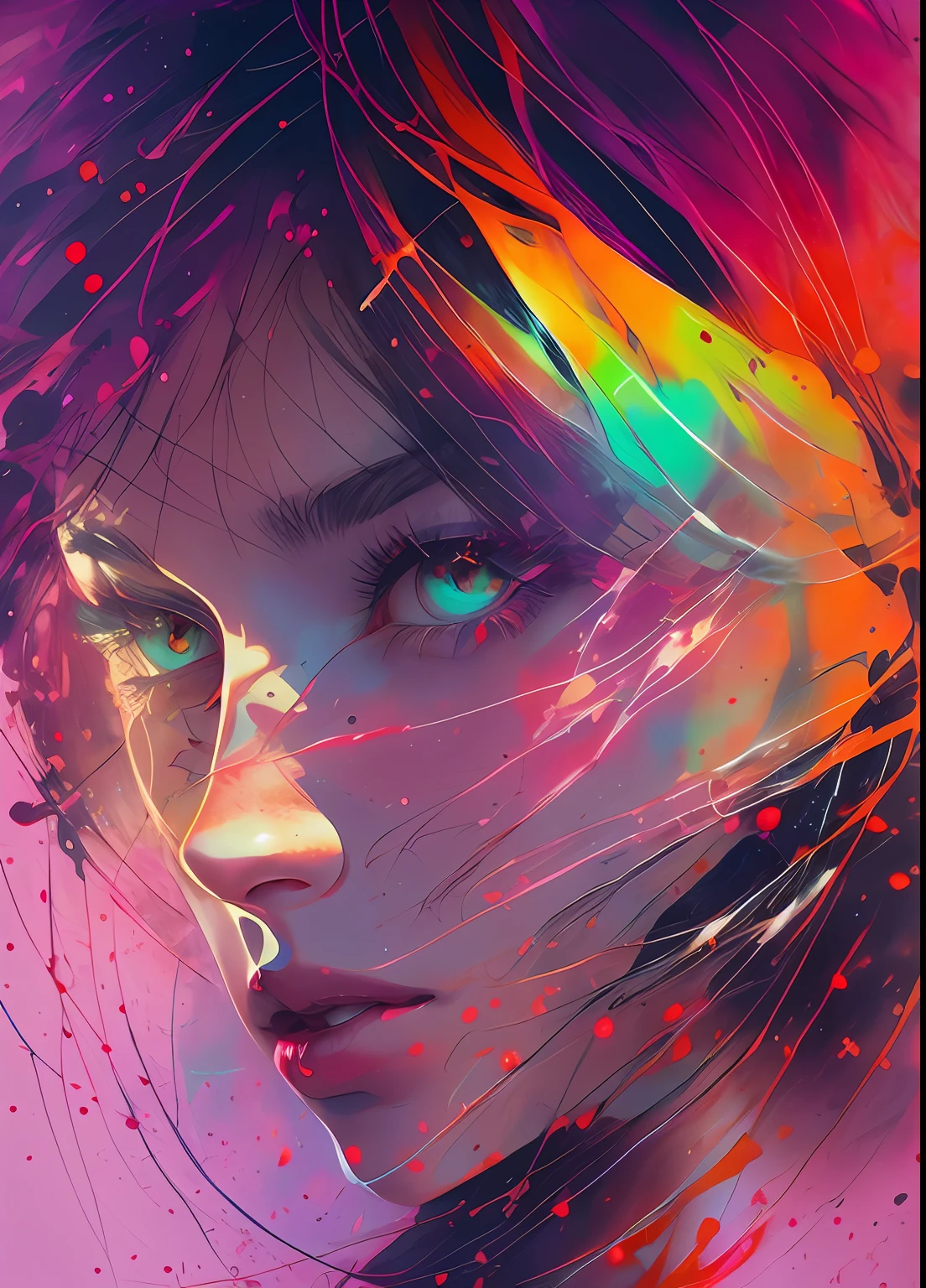 a woman by agnes cecile, luminous design, pastel colours, ink drips, autumn lights