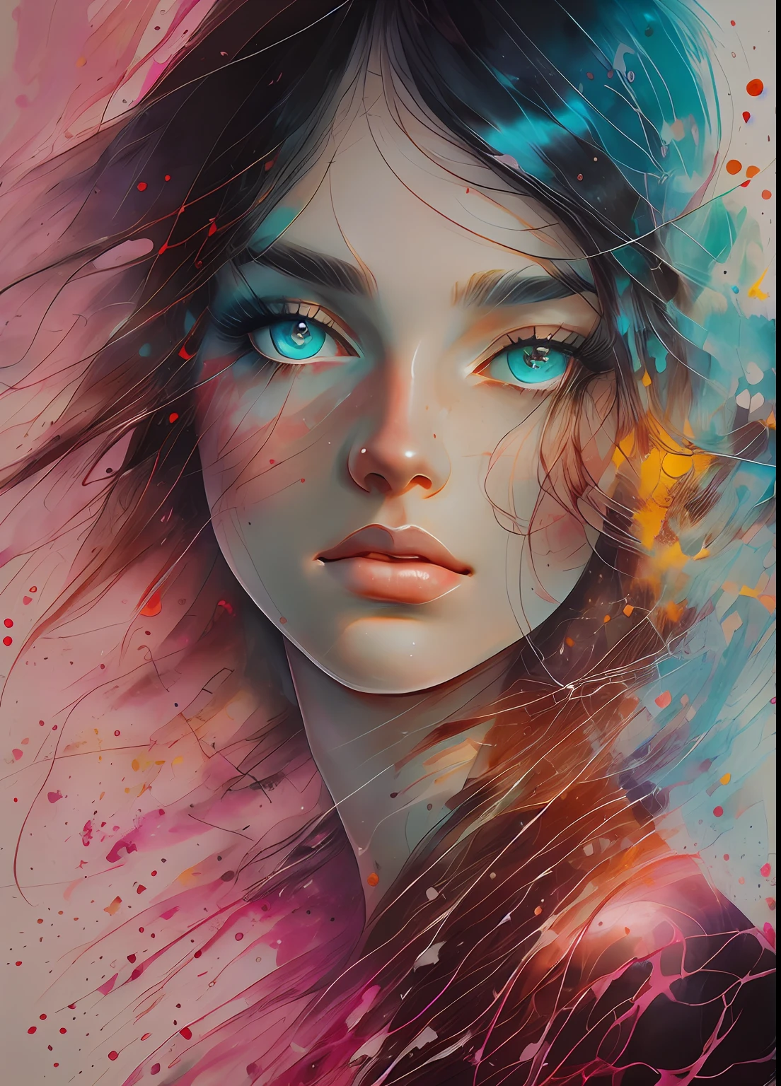 a woman by agnes cecile, luminous design, pastel colours, ink drips, autumn lights