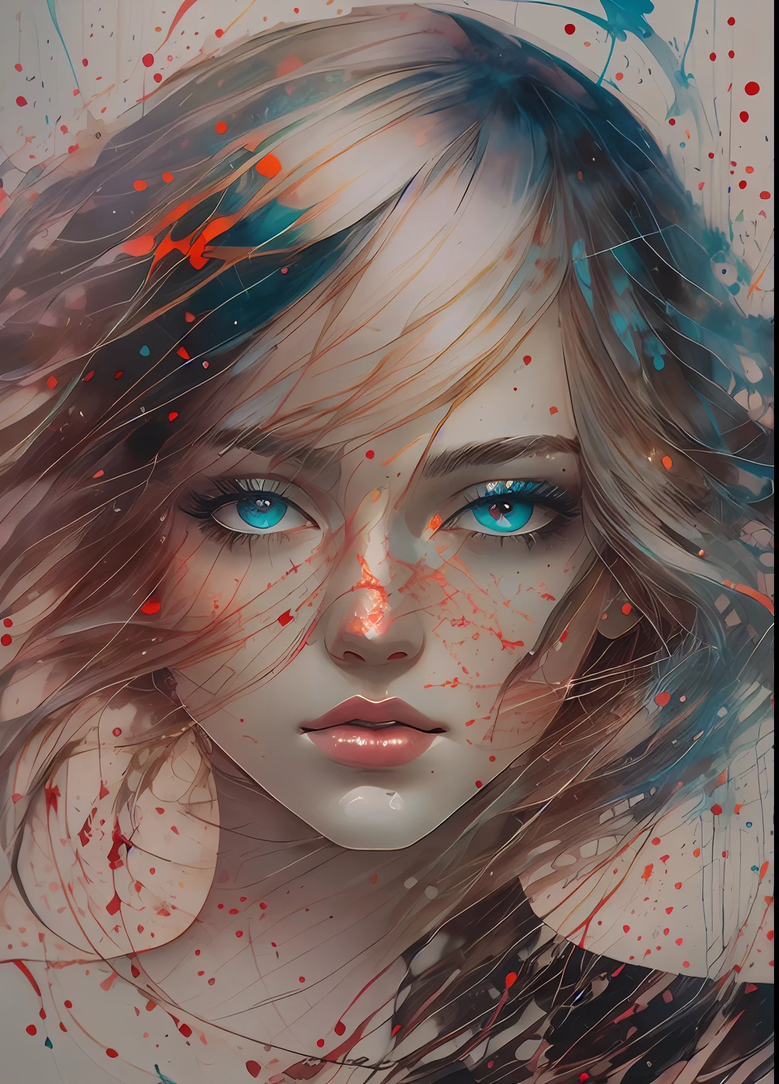 a woman by agnes cecile, luminous design, pastel colours, ink drips, autumn lights