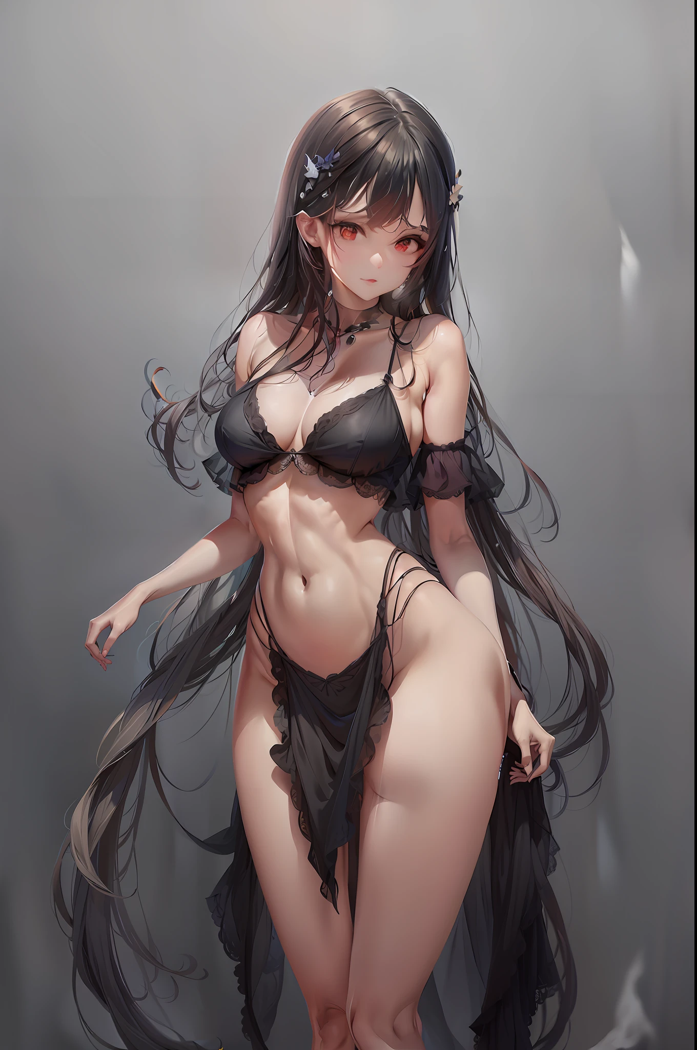 Anime girl in a bikini and black linerr posing , Guweiz, menina anime sedutora, Guweiz em Pixiv ArtStation, Guweiz em ArtStation Pixiv, Arte no estilo de Guweiz, fanart melhor artstation, Artgerm extremamente detalhado, deusa anime, Wlop Ross, mulher bonita sedutora do anime