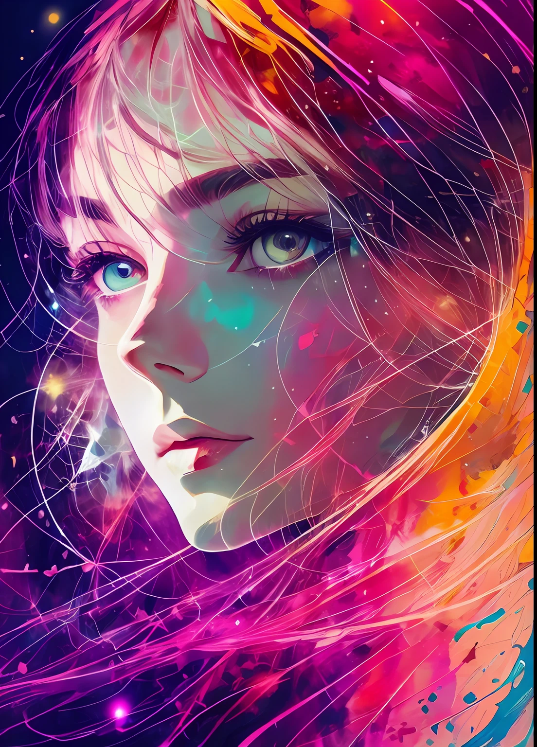 a woman by agnes cecile, luminous design, pastel colours, ink drips, autumn lights