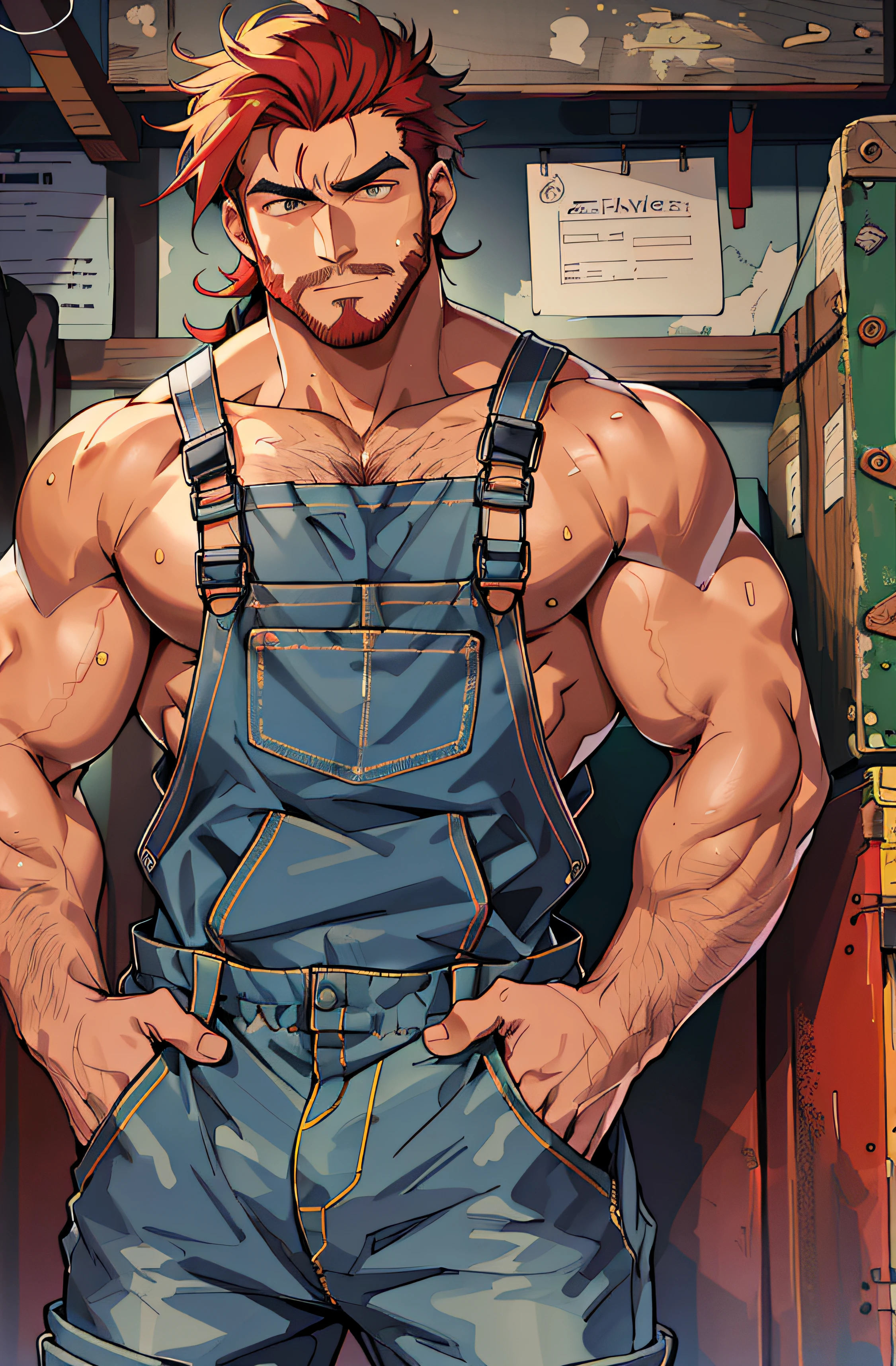 Masculino, masculino, hirsute, suor, catsuit, cabelo ruivo, bara, (((corpo inteiro))), (((ultra detalhado))), art for coloring book page, full black background, only use outline, line art, coloring book, clean line art,