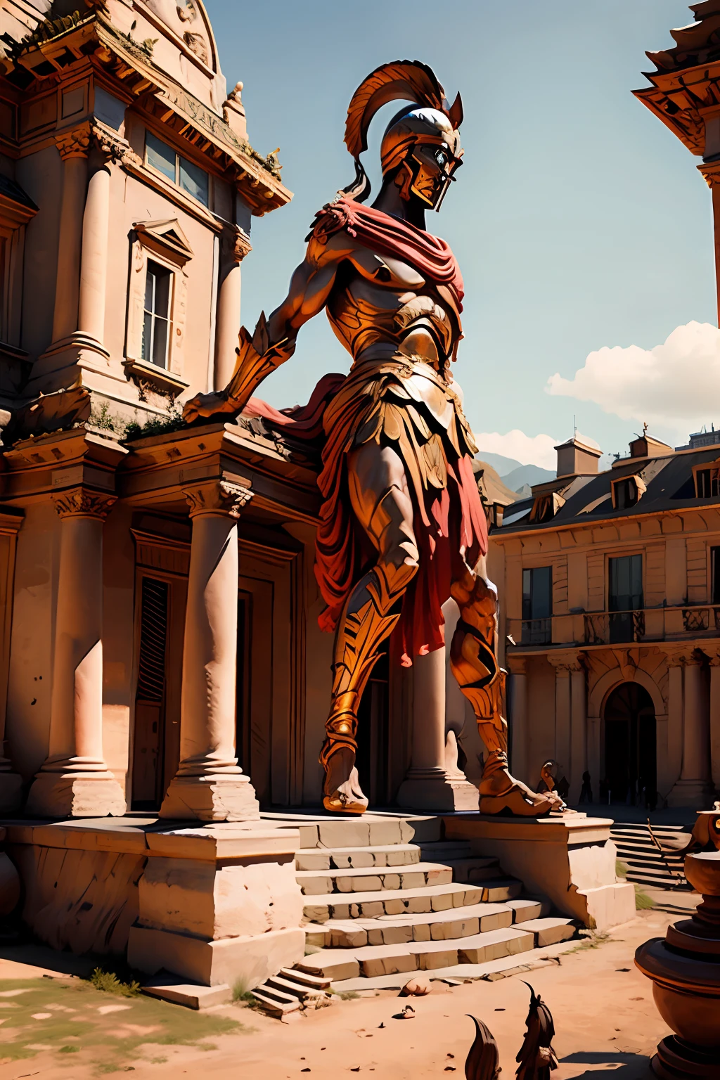 Un  grand profond palais statue dans le style de SP4RT4