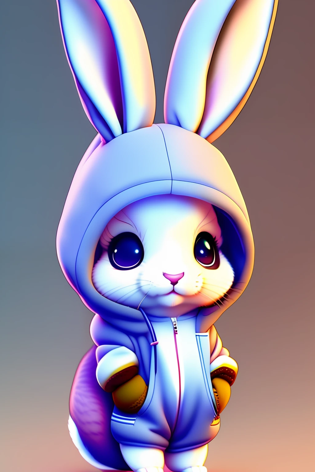 Cute and adorable cartoon anthropomorphic rabbit in delivery suit an anime nendoroid , fantasy, ears, dreamlike, surrealism, super cute, trending on artstation, furry, fur