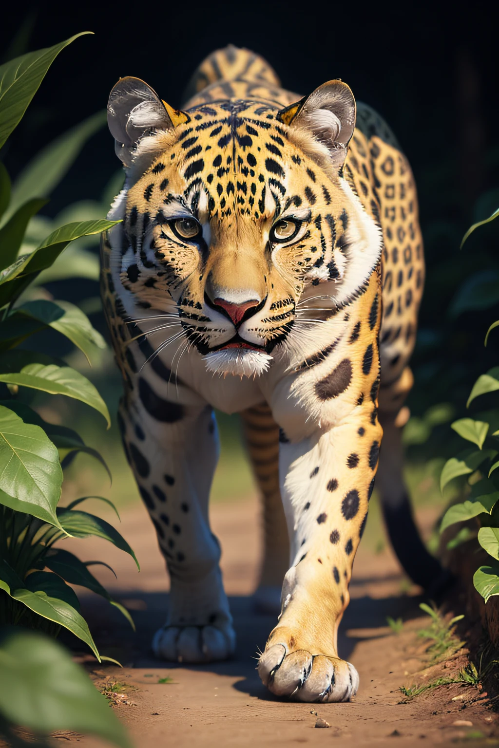 um leopardo preto, olhando as planices