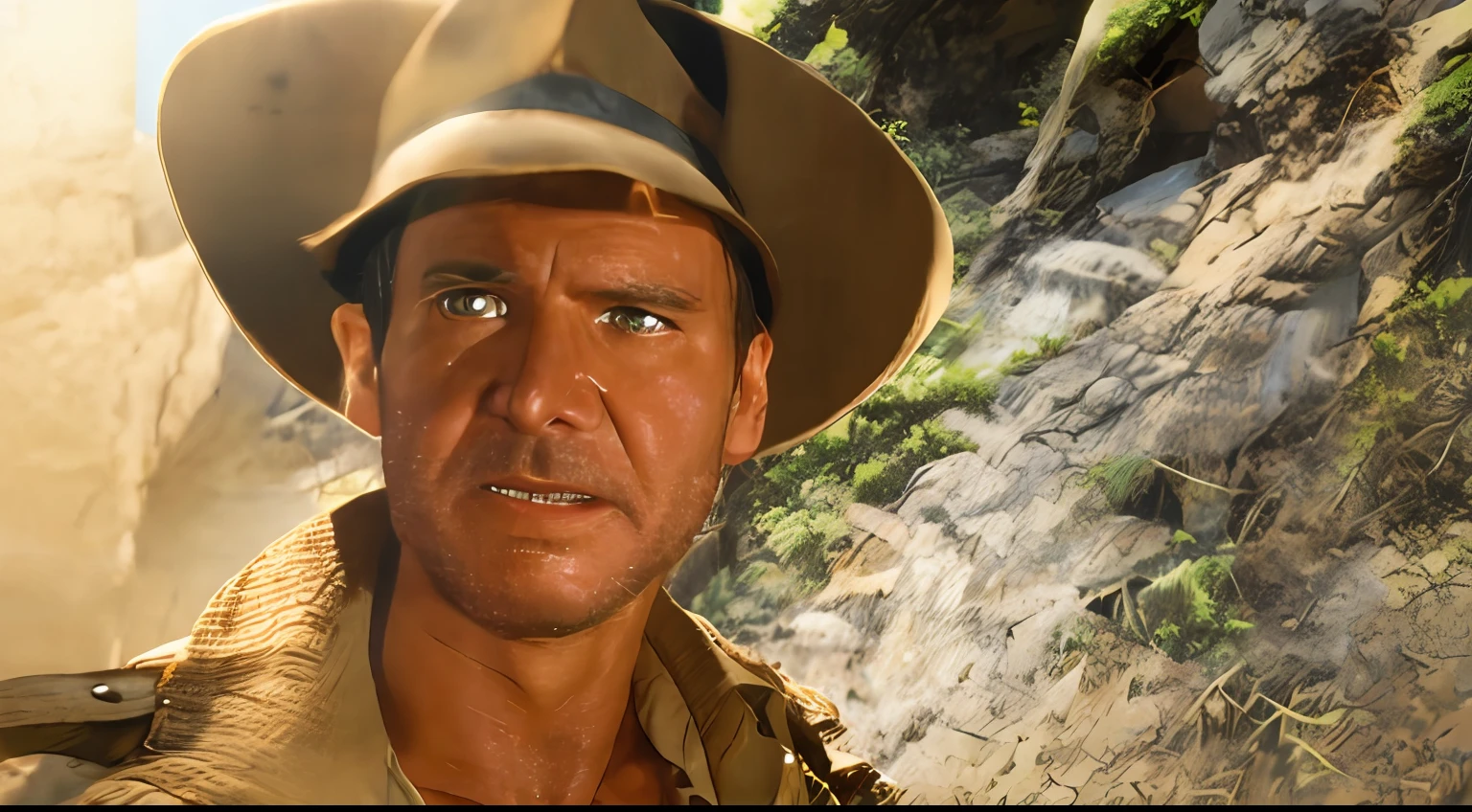 me coloque na cena de Indiana Jones