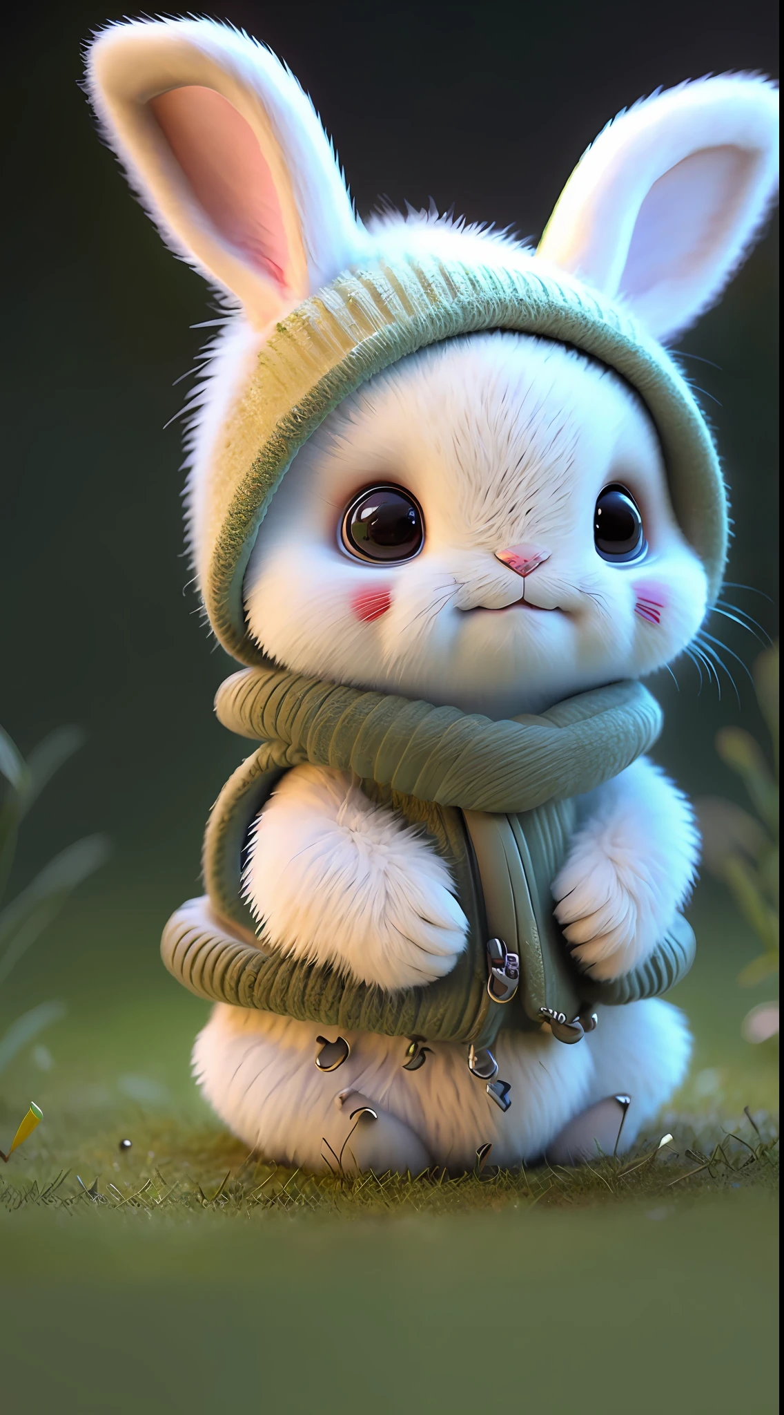 There was a green-haired white rabbit sitting on the grass,cute forest creature,lovely digital painting,cute detailed digital art,wojtek fus,Blender Eevee rendering,Cute 3d render,adorable digital art,furry fantasy art,Children's art in Artstation,fantasy matte painting,adolable,cute anthropomorphic bunny,Stylized 3D rendering,8k