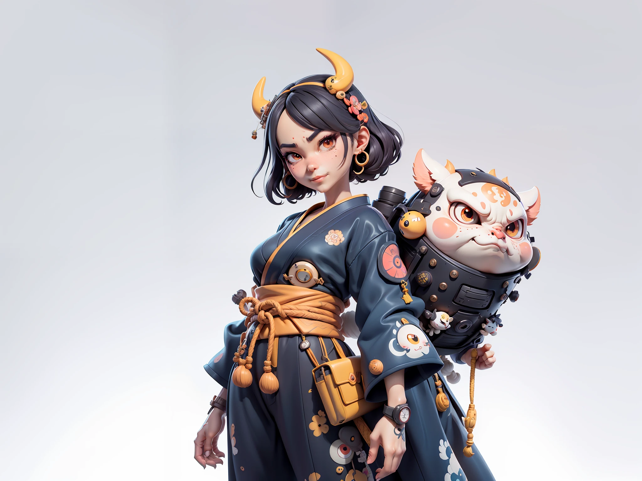 (Daisaku),(Need),(Super meticulous),(full bodyesbian:1.2),Japanese ukiyo-e girl,japanese geisha,Beautiful,Oriental dragon,Aeolian Thor,Raised sexy,爆乳,Oriental face,TV Anchor,Bust portrait illustration,Alone,In black suit,a blue tie,The face is slightly chubby,The face was clean,without a beard,Black super short hair,Black eyes,Smile confidently,3C computer sub-products,iPad, iphone,Digital painting,3D character design by Mark Clairen and Pixar and Hayao Miyazaki and Akira Toriyama,The illustration is a high-definition illustration in 4K resolution,With very detailed facial features and cartoon-style visuals。