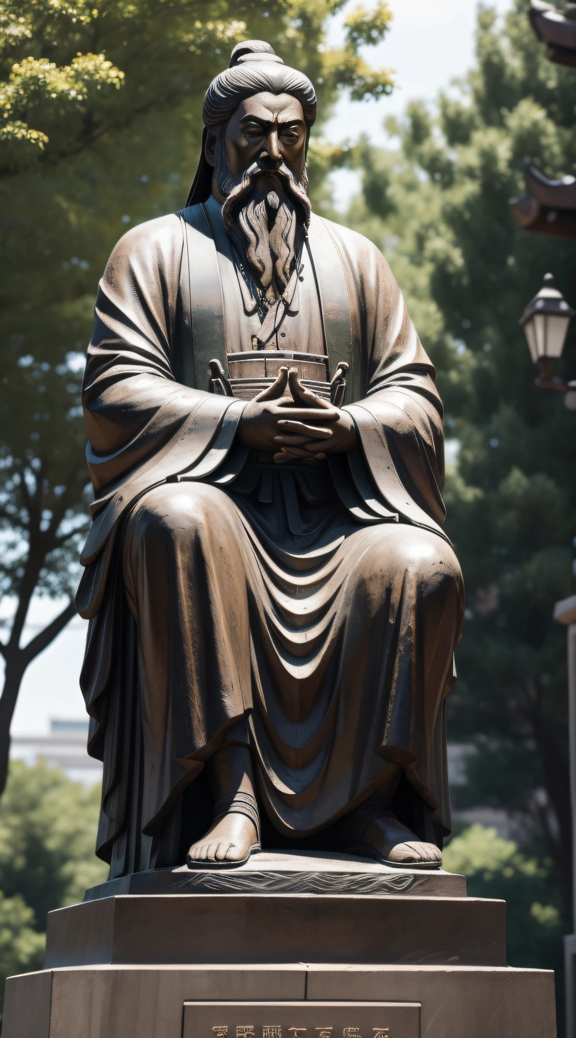 Statue of the Philosopher Confucius, sentado, pensando