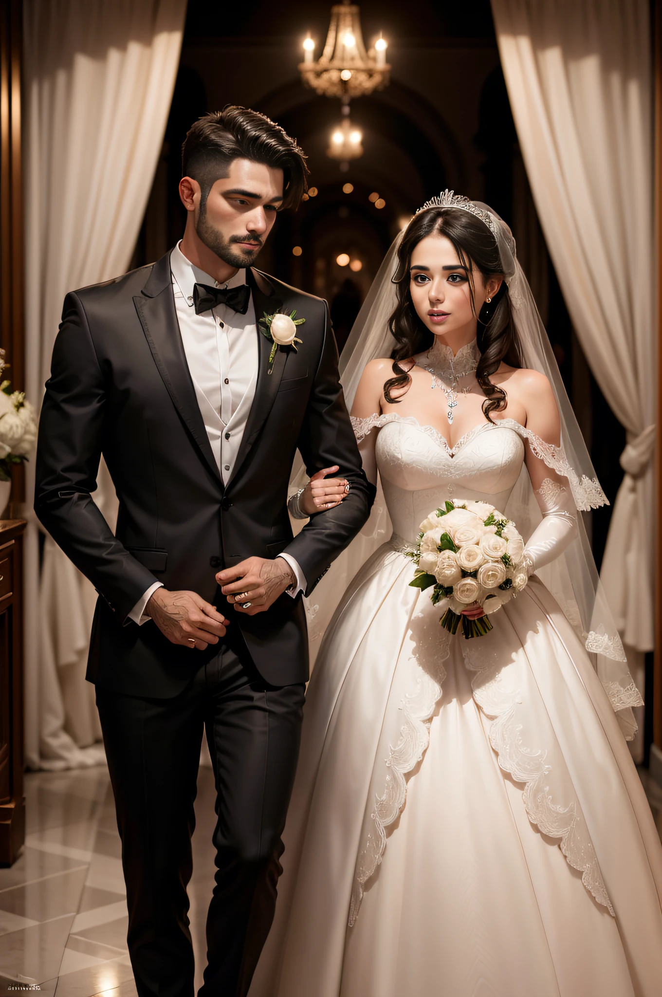 foto de casamento ultra realista, casal apaixonado, homem e mulher