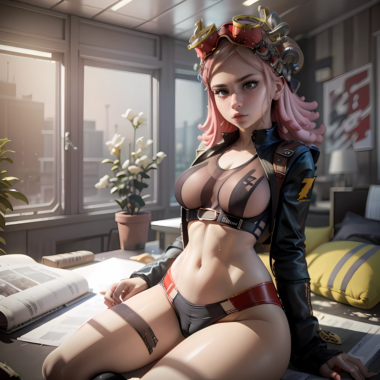 Hatsume de Boku no hero, cabelo rosa, olhos vermelhos, rosto perfeito, cotton panties only, na cama, (estudo privado escuro, escuro e claro mal-humorado: 1.2) (dedo de camelo: 1.5) (peitinhos: 1.4) pernas abertas, Cinematic Wet Panties, Hiper-detalhado, detalhes insanos, Lindamente colorido, Unreal Engine, DOF, Super-Resolution, Megapixel, cinematographic lightning, Anti-Aliasing, FKAA, TXAA, RTX, SSAO, Post-processing, post - production, Mapeamento de Tons, CGI, VFX, SFX, Insanamente detalhado e intrincado, Hiper maximalista, Hiper realista, volumetic, Fotorrealista, ultra fotorreal, ultra-detalhado, detalhes intrincados, 8K, Super detalhado, Colorido, Volumetric lightning, HDR, Realista, Unreal Engine, 16K, foco nítido, octan render