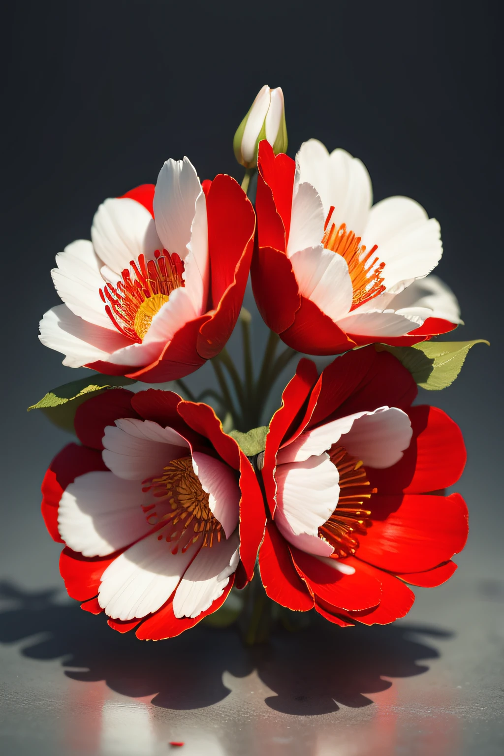 rapport of white and red flowers without the woman