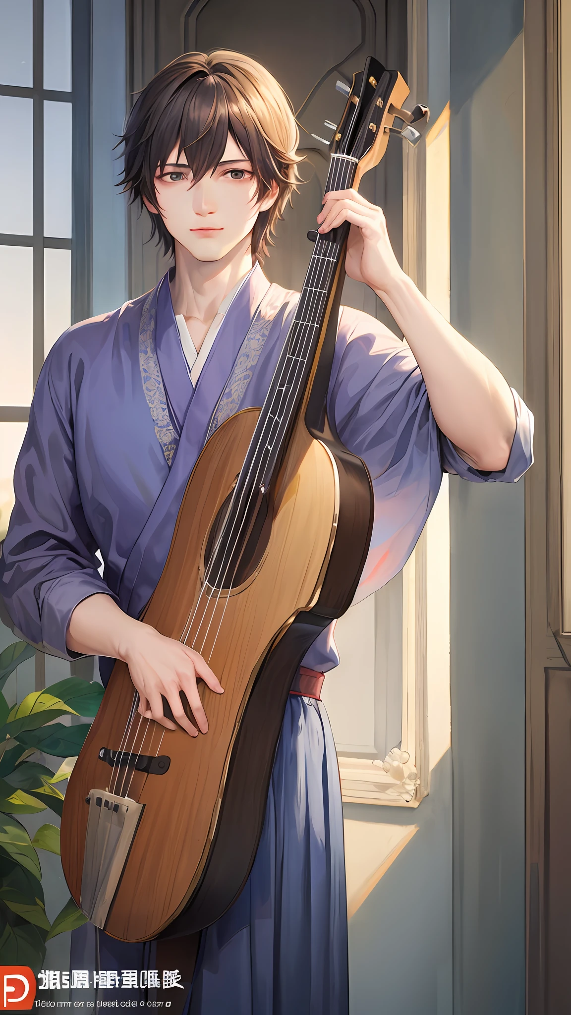 Annatar is a charismatic and charming bard. her presence is captivating, com cabelos negros e olhos brilhantes que transmitem uma mistura de curiosidade e entusiasmo. He is dressed in colorful and elegant clothes, adornadas com detalhes que destacam sua afinidade musical. Your lute is always at hand, pronto para encher o ar com melodias envolventes. Annatar's posture reveals confidence and charm, features that make him skilled at grabbing the attention of any audience, por Yang J, Exquisite Character Epic Art, arte de personagem impressionante, por Fan Qi, Directed by: Wuzhun Shifan, Guweiz em Pixiv ArtStation