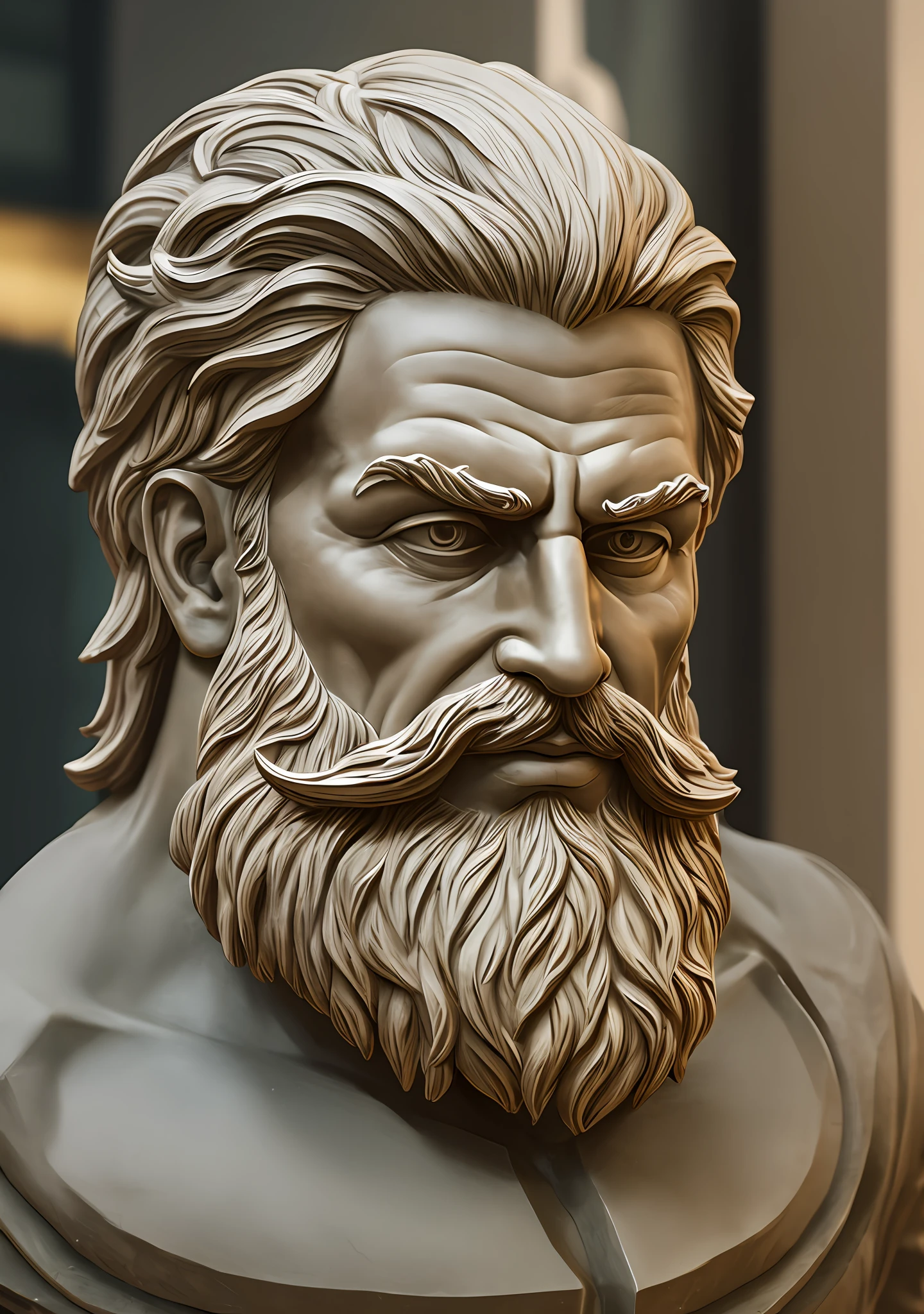 a sculpture with a beard, strong ultra realistic --auto --s2