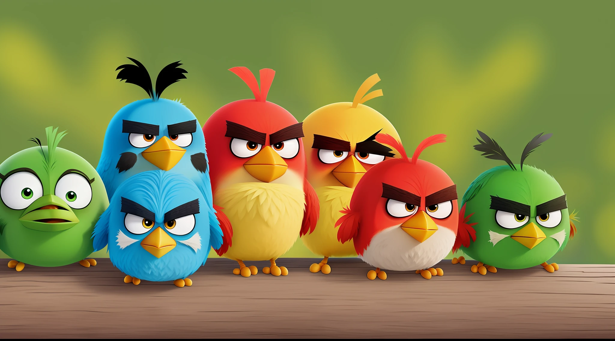 Angry birds stacked on top of each other