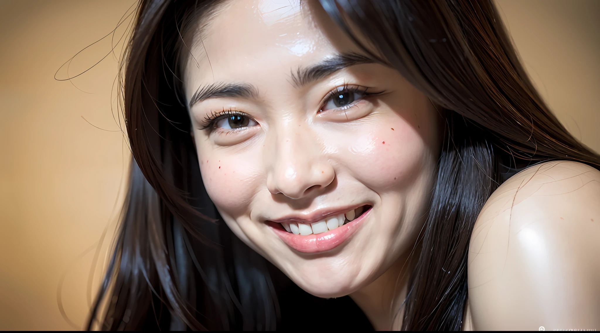 (8k, best quality, masterpiece:1.2), (realistic, photo-realistic:1.37), ultra-detailed, 1 girl,cute, solo, (nose blush),(smile:1.15),(closed mouth) small breasts,beautiful detailed eyes, (long hair:1.2),floating hair NovaFrogStyle, upper body, nipples