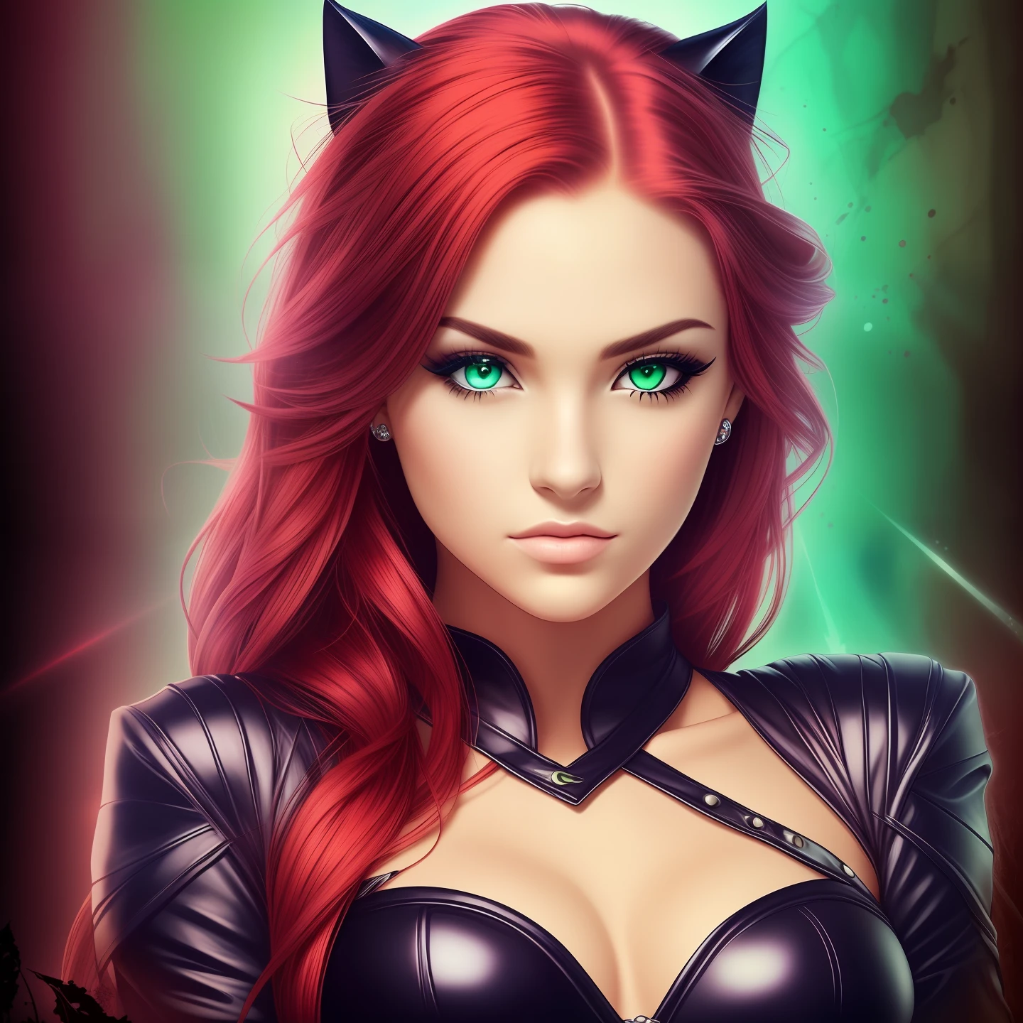 Panther, female, green eyes, red hair --auto --s2