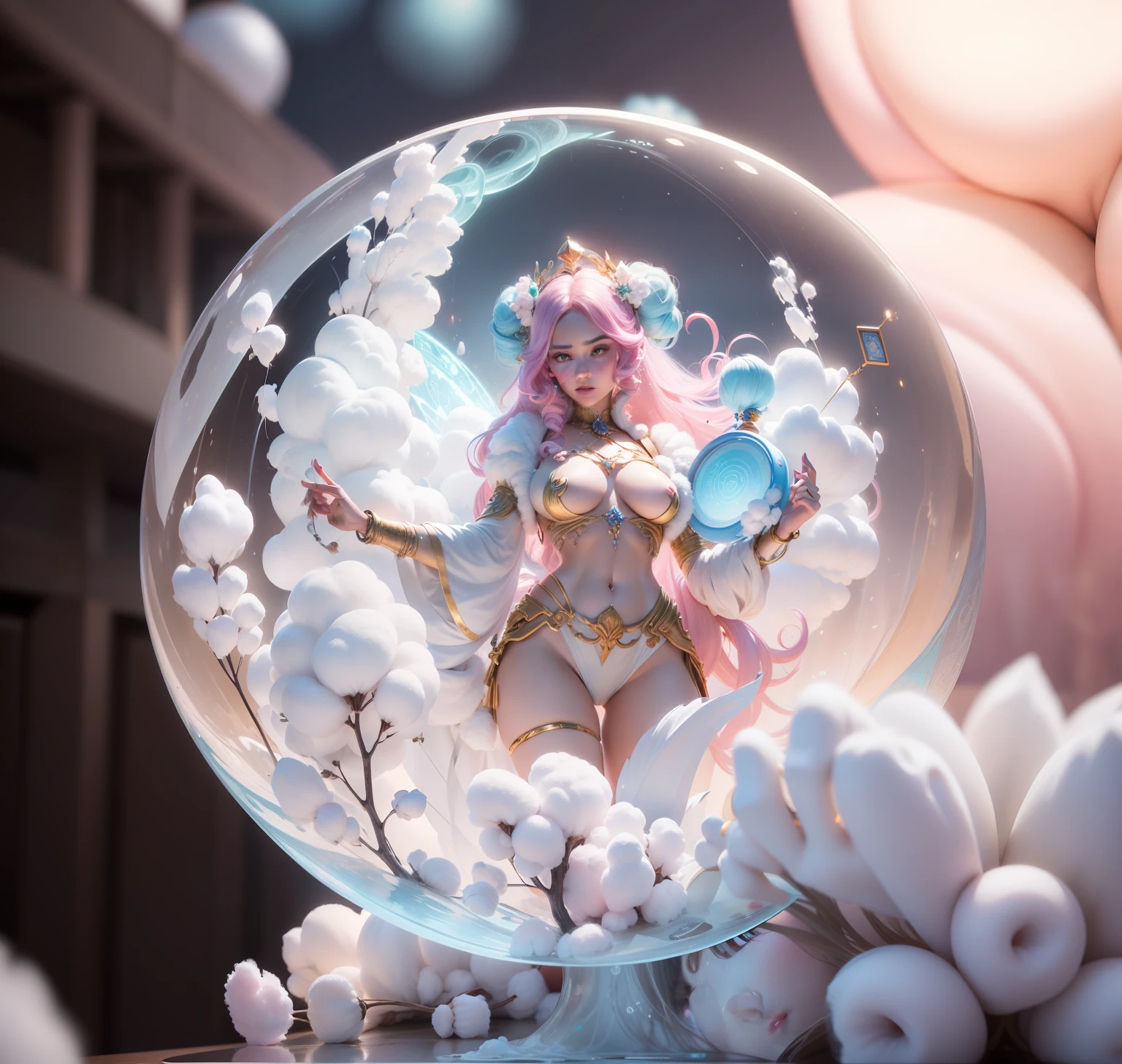 Cotton Candy Queen Women Goddess 8k Resolution Rendered Hyper Realistic Intricate Detail An intricate visual representation of computer programing, rendered in 24k resolution with intricate details and symbols. no nudity