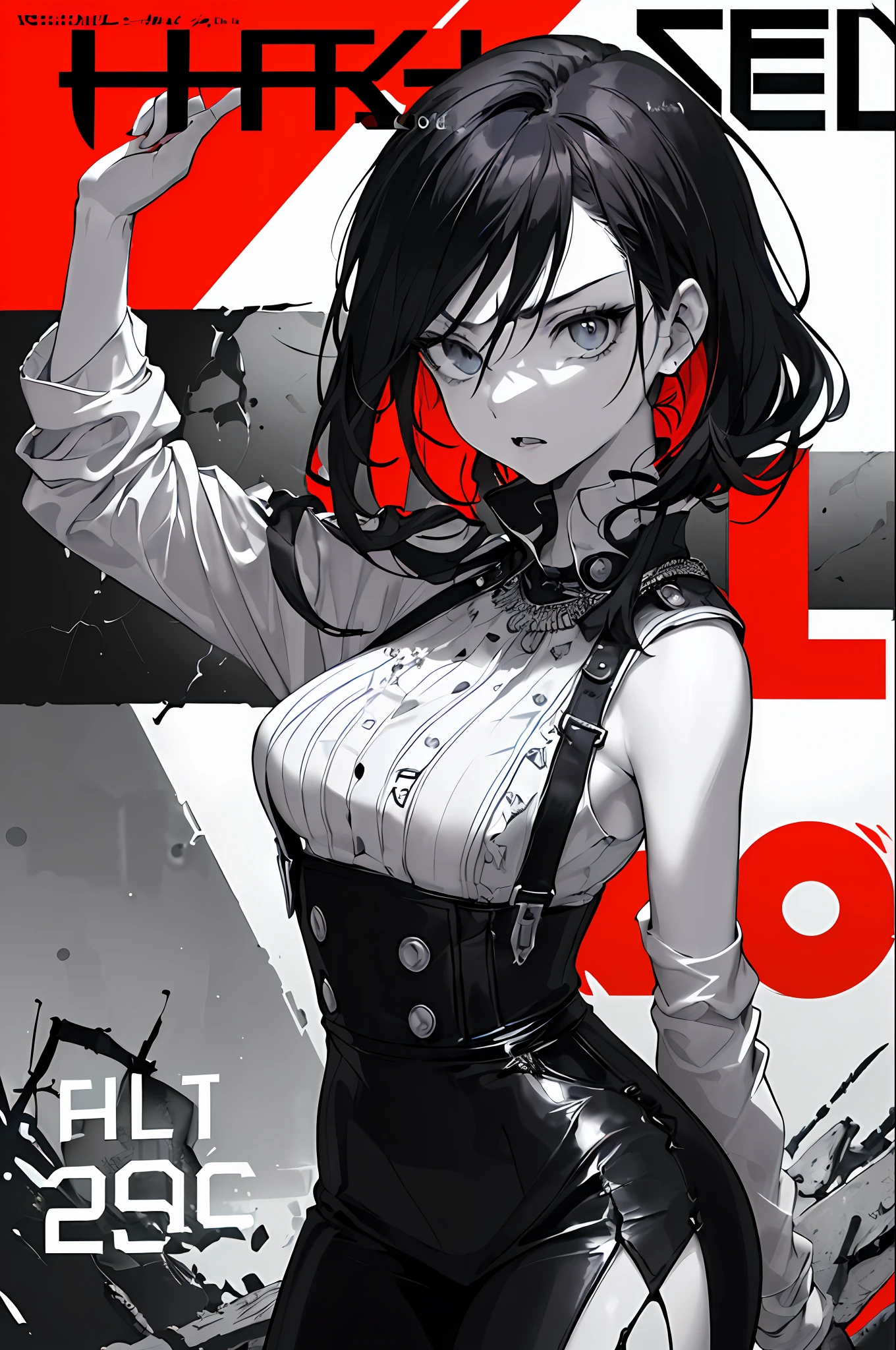 ((((dramatic))), (((gritty))), (((intense))) film poster featuring a young woman as the central character. She stands confidently in the center of the poster, wearing a stylish and edgy outfit, with a determined expression on her face. The background is dark and gritty, with a sense of danger and intensity. The text is bold and attention-grabbing, with a catchy tagline that adds to the overall feeling of drama and excitement. The color palette is mainly dark with splashes of vibrant colors, giving the poster a dynamic and visually striking appearance,tachi-e
(magazine:1.3), (cover-style:1.3), fashionable, woman, vibrant, outfit, posing, front, colorful, dynamic, background, elements, confident, expression, holding, statement, accessory, majestic, coiled, around, touch, scene, text, cover, bold, attention-grabbing, title, stylish, font, catchy, headline, larger, striking, modern, trendy, focus, fashion,