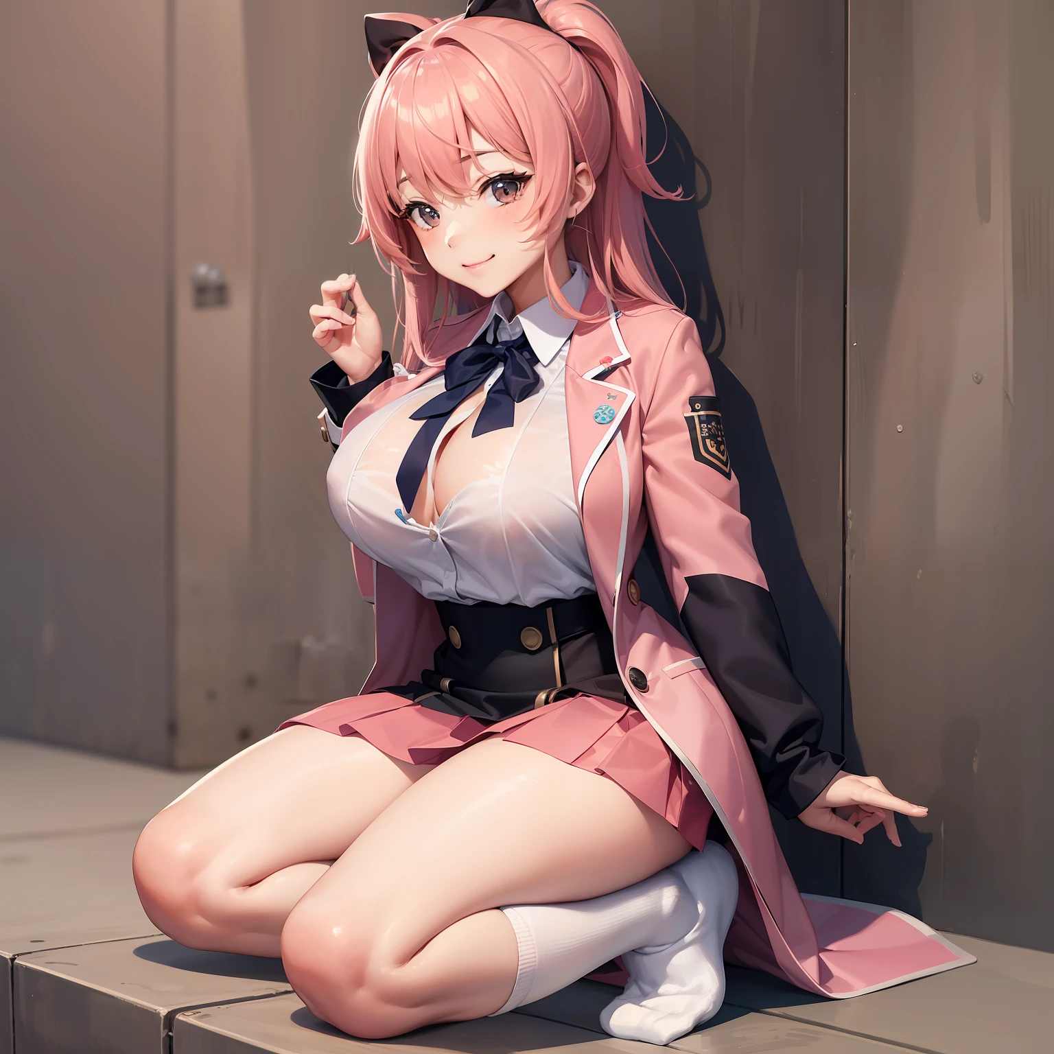 14Year old girl 校服 blazers a smile Long a blond Pink hair top-quality masterpiece 超A high resolution beautiful a girl huge tit Loose Socks Excellent style