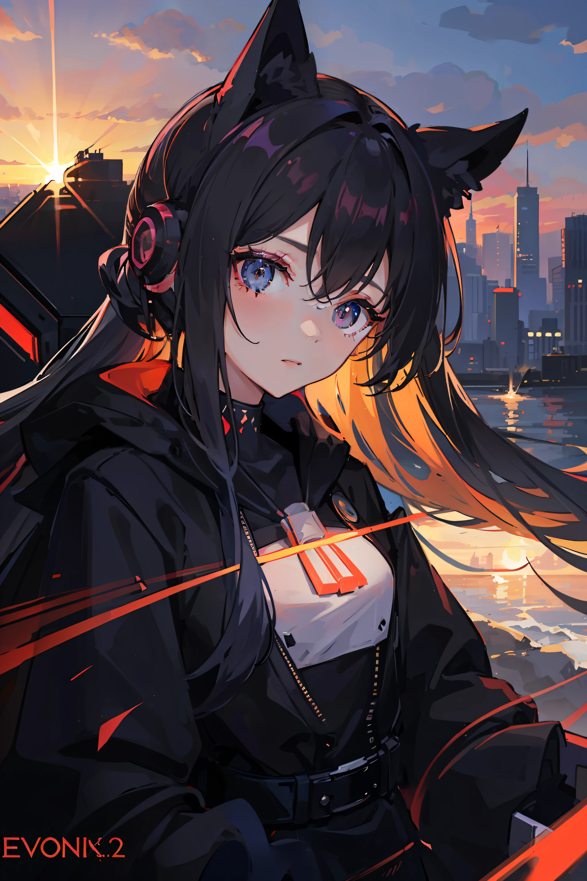 (nvinkpunk: 1.2) (snthwve style: 0.8) Corvette, light wave, sunset, complex and elaborate design