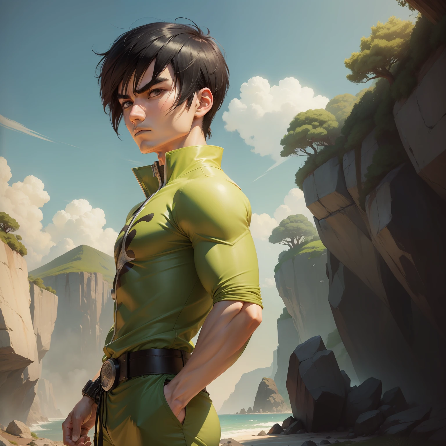 Man, rock Lee, longe hair, no backgroud, anime style