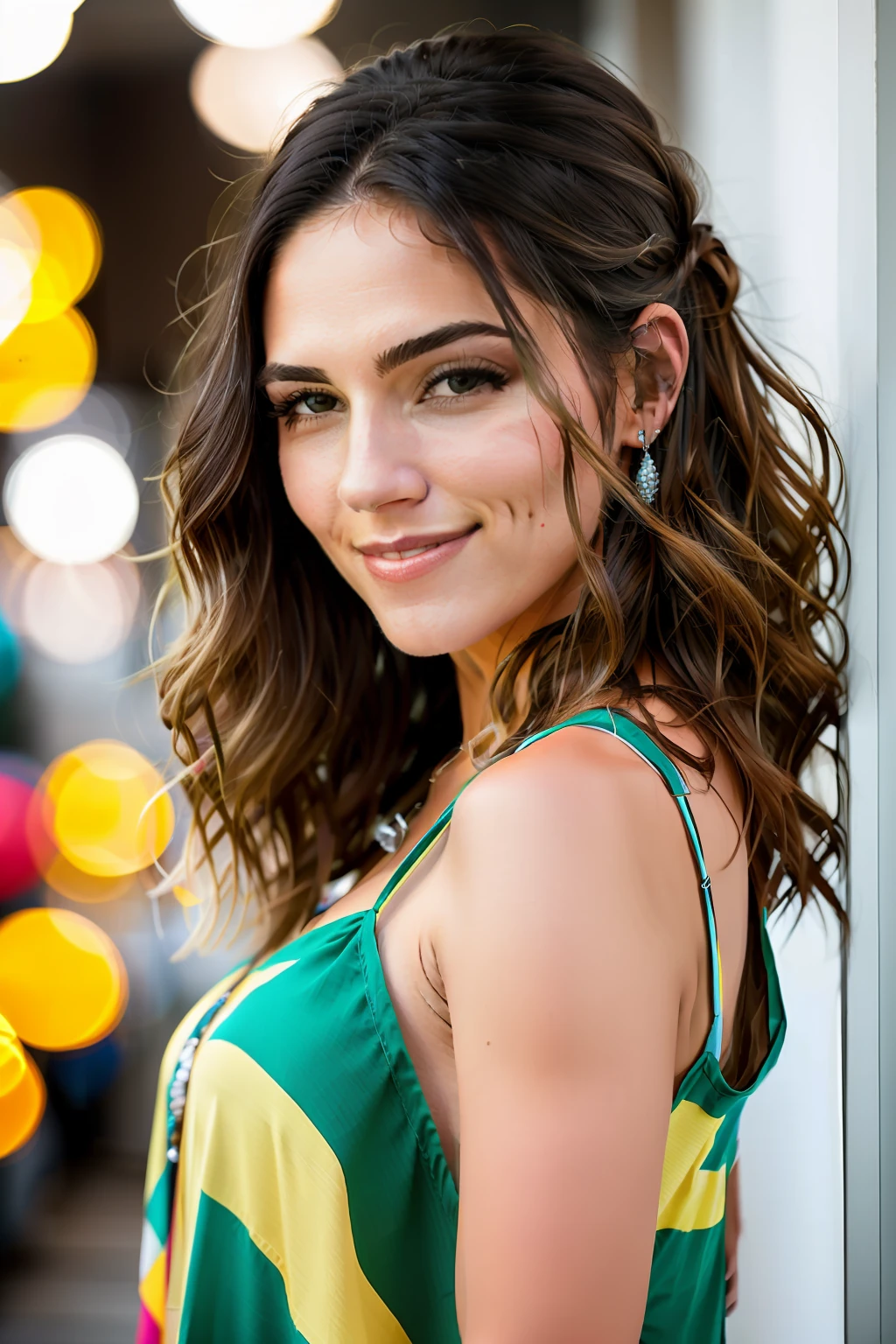 foto retrato de BrookeMonk cabelo mulher bonita sorrindo, updo upsweep sentado (obra-prima) (melhor qualidade) (detalhado) (8k) (HDR) (papel de parede) (cinematic lighthing) (foco nítido) (intrincado)