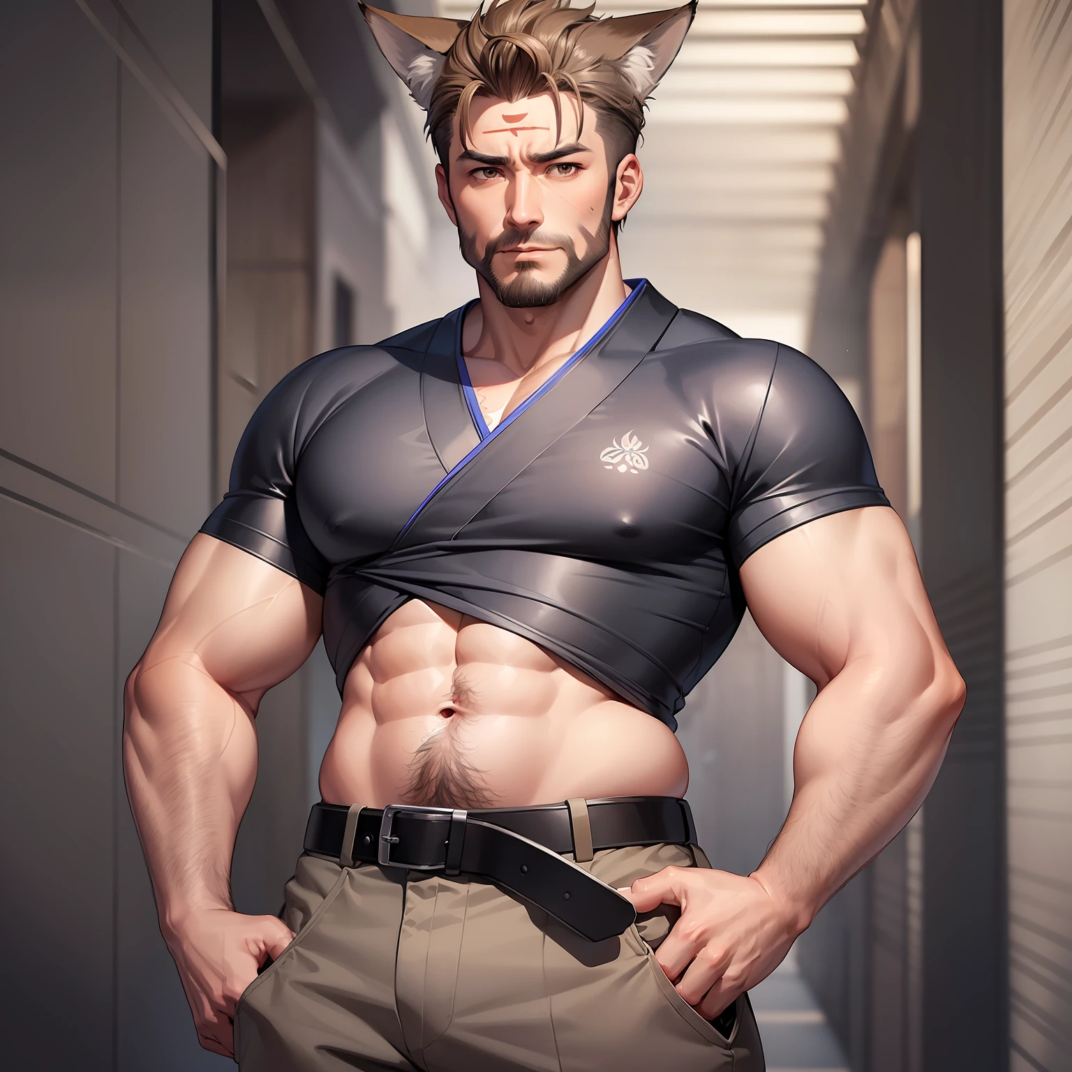 masterpiece、top-quality、High-quality images、8K、独奏、Elderly Man、Height 160cm、weight 55 kg、((skinny、Poor physique、Saggy belly、Ribs appear to float、japanes、Oriental features、legs are very short、Shaving beard marks、)):1.4 But also、、Gray hair、((thinning hair、bald from forehead to top of the head、Lewd impression、Narrow-eyed、Eyes like a fox)):1.3 Sharp gaze、very thin eyebrows、low nose、I don't have a beard.、thin lipss、Wrinkles on the forehead、Thin face、the neck is also thin、Age 70、Speciality、first name:Ichiro Asami(The same face、Same hairstyles):1.4 Clothing:(A little old running shirt、Light brown slacks、Black belt:Same design):1.5 Detailed eyes、Detailed details、expressioness:sly、servility、sly、Grinning、I'm not good at sports、weak々Right、