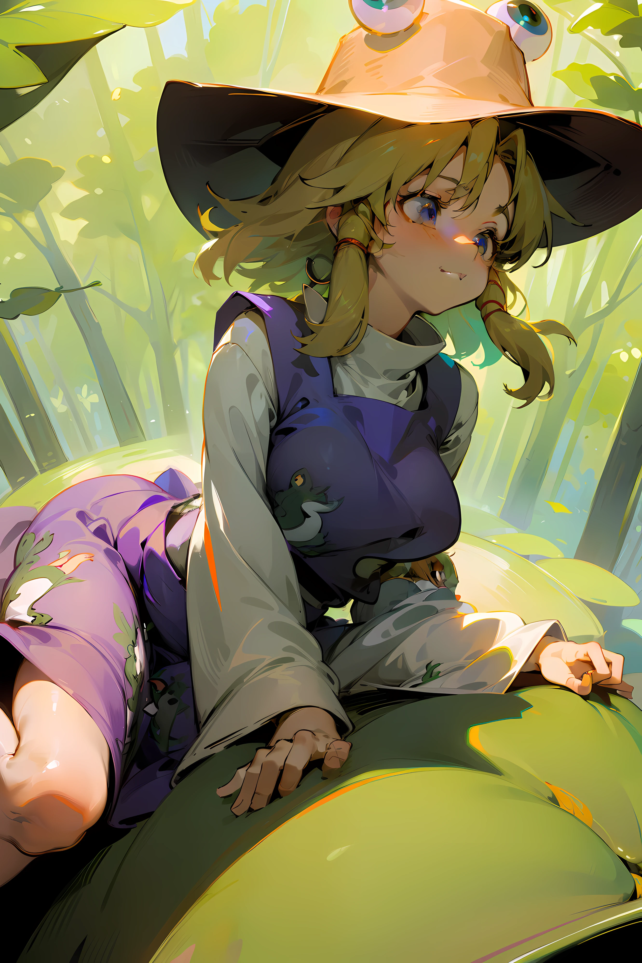 (masterpiece),best quality, expressive eyes, perfect face, 1girl,
big breast, H-cup, good breast, beautiful, gorgeous ,large breast, laying down, laying down facing ground ,moriya suwako,
frog print,
1girl, hat,blonde hair, white shirt,purple skirt