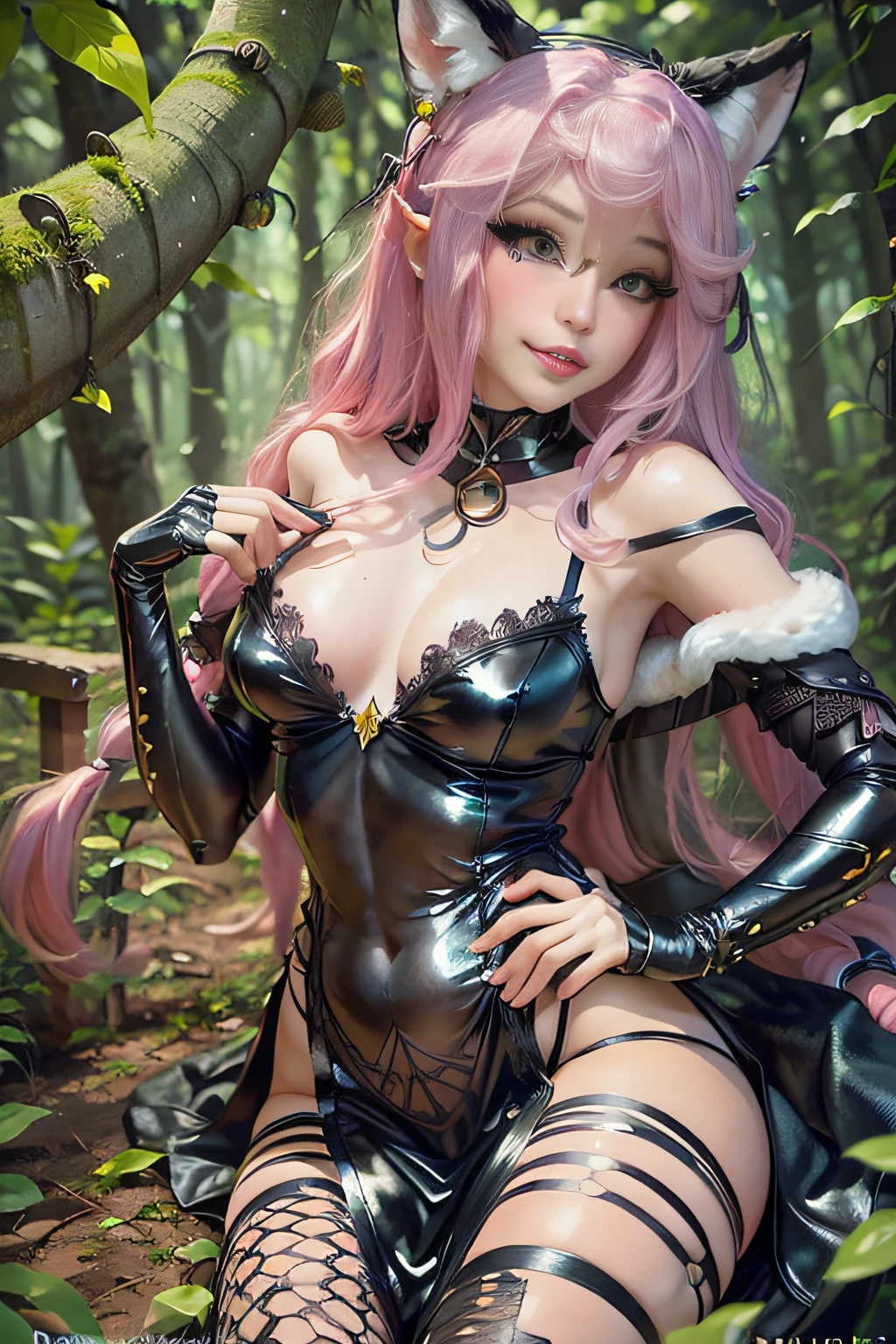 The Fox Queen is a fictional character that can have different characteristics depending on the context. However, in general, the fox queen can be described as a powerful and cunning creature that rules its territory or tribe. She has a sharp mind, cunning and the ability to manipulate other creatures to achieve her goals. The fox queen can also be depicted as beautiful and graceful, but also treacherous and dangerous, big breasts, fantasy, magic, detailed almond-shaped eyes, long eyelashes, makeup, manicure, detailed pupils and cornea of the eyes, fabulous forest, intricate detailing, cowboy shoot, sexy body, Belle Delphine?