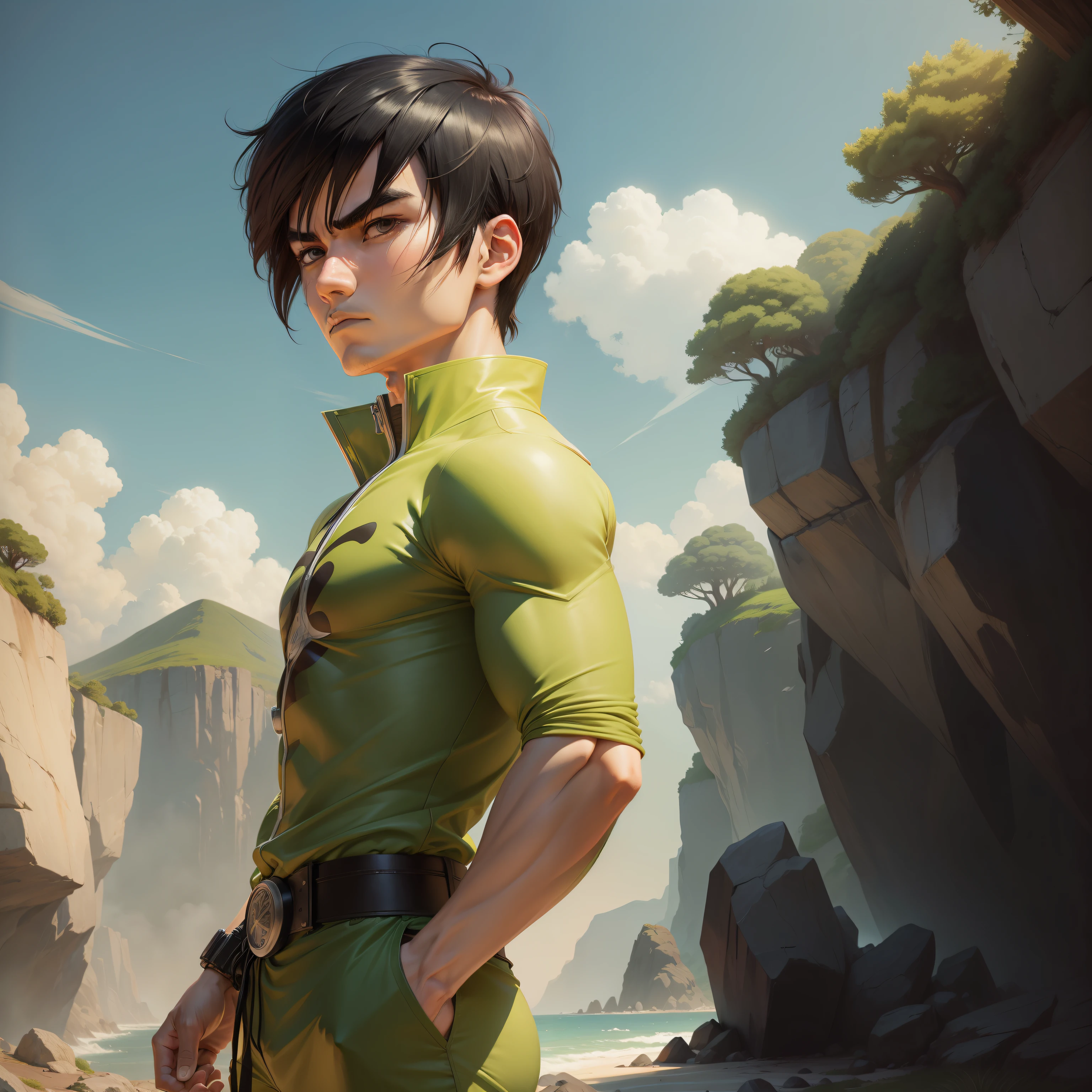 Man, rock Lee, longe hair, no backgroud, anime style
