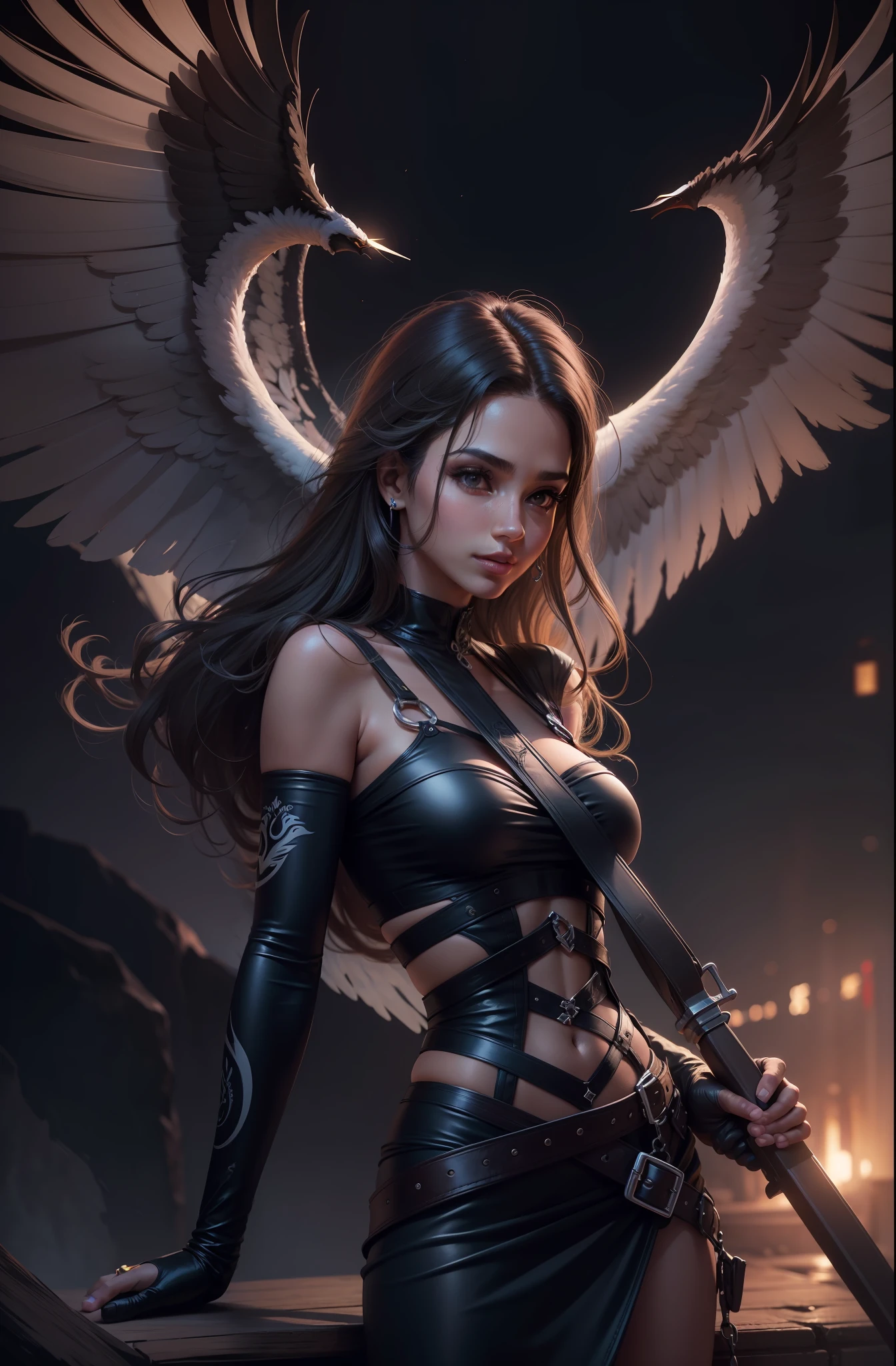 Anjo de cabelo preto