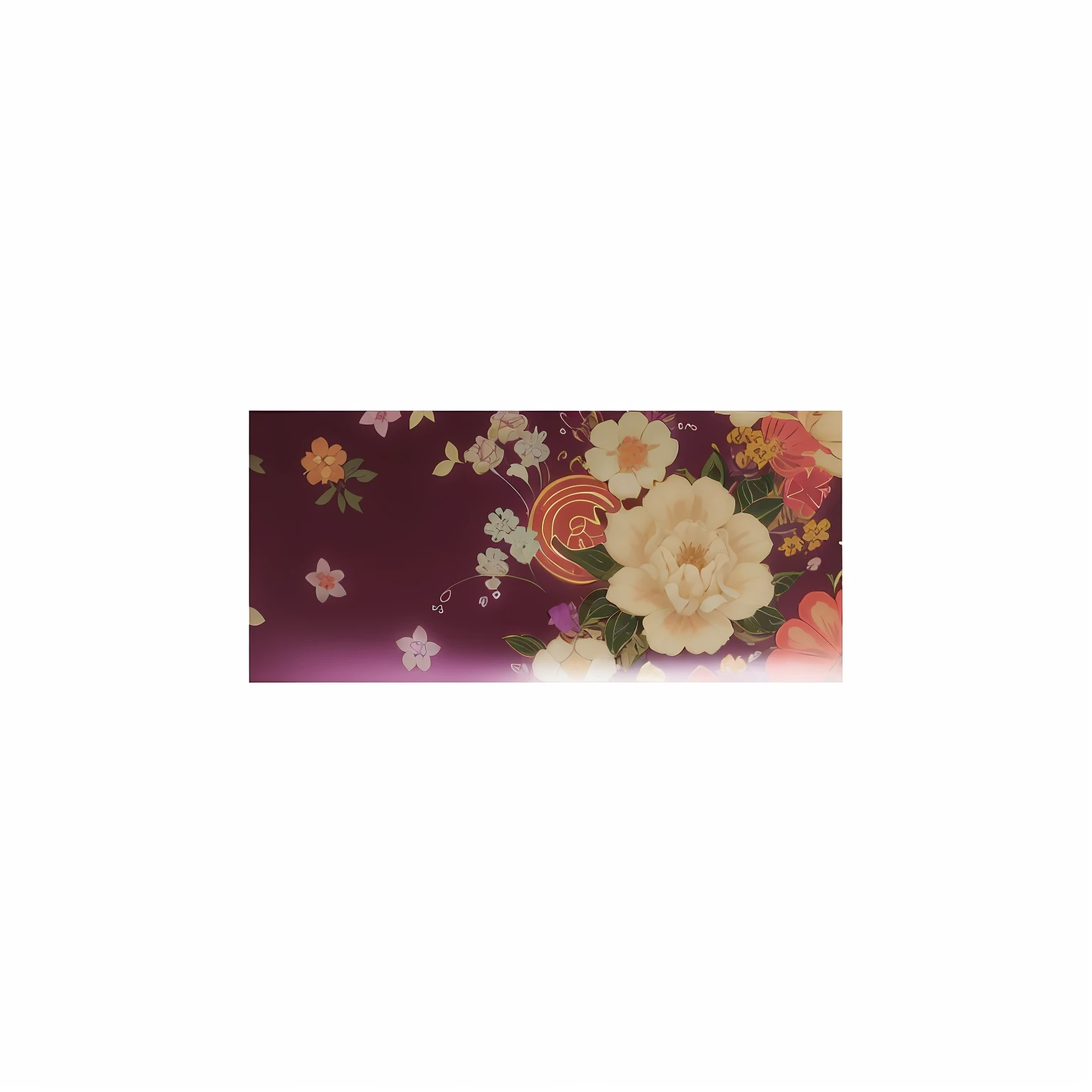 There are flower paintings on the walls, Purple background, Japan traditions,Floral skin, Full view, 5D, 5 d, Clematis theme banner, 4 d, 4D, Sakura, japanese related with flowers, oriental, Oriental wallpapers, full lenght view, vintage look, three quarter view, florals, Chinoiserie pattern, Retro