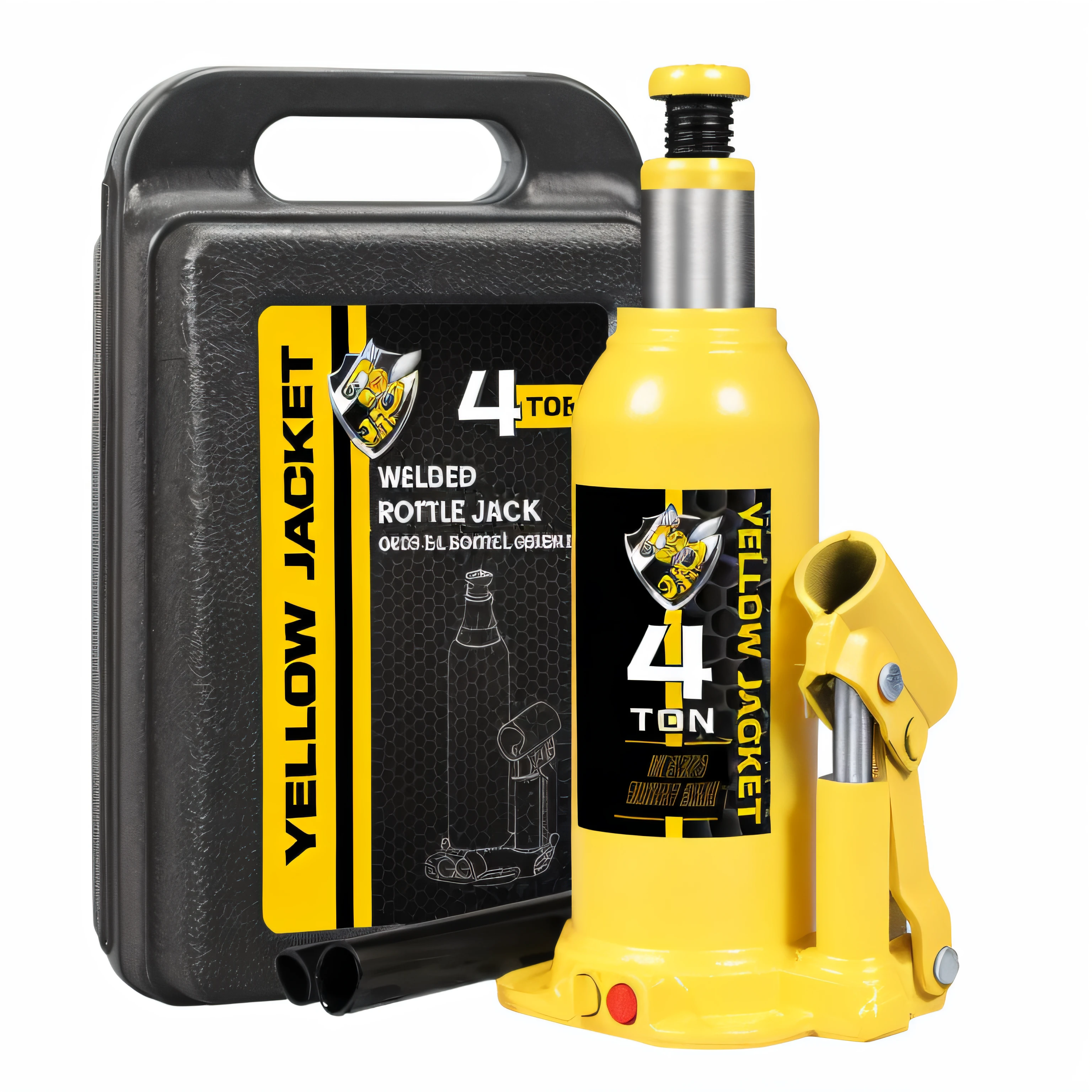 Close-up of a bottle jack with tools, 4l, high quality product image”, jack, N4, n 4, high detail product photo, close-up product photo, Official product photo, 4 0 0 mm, packaging lens, mega, 4 0 0 0 0 0, yelow, product image, N-4, n - 4