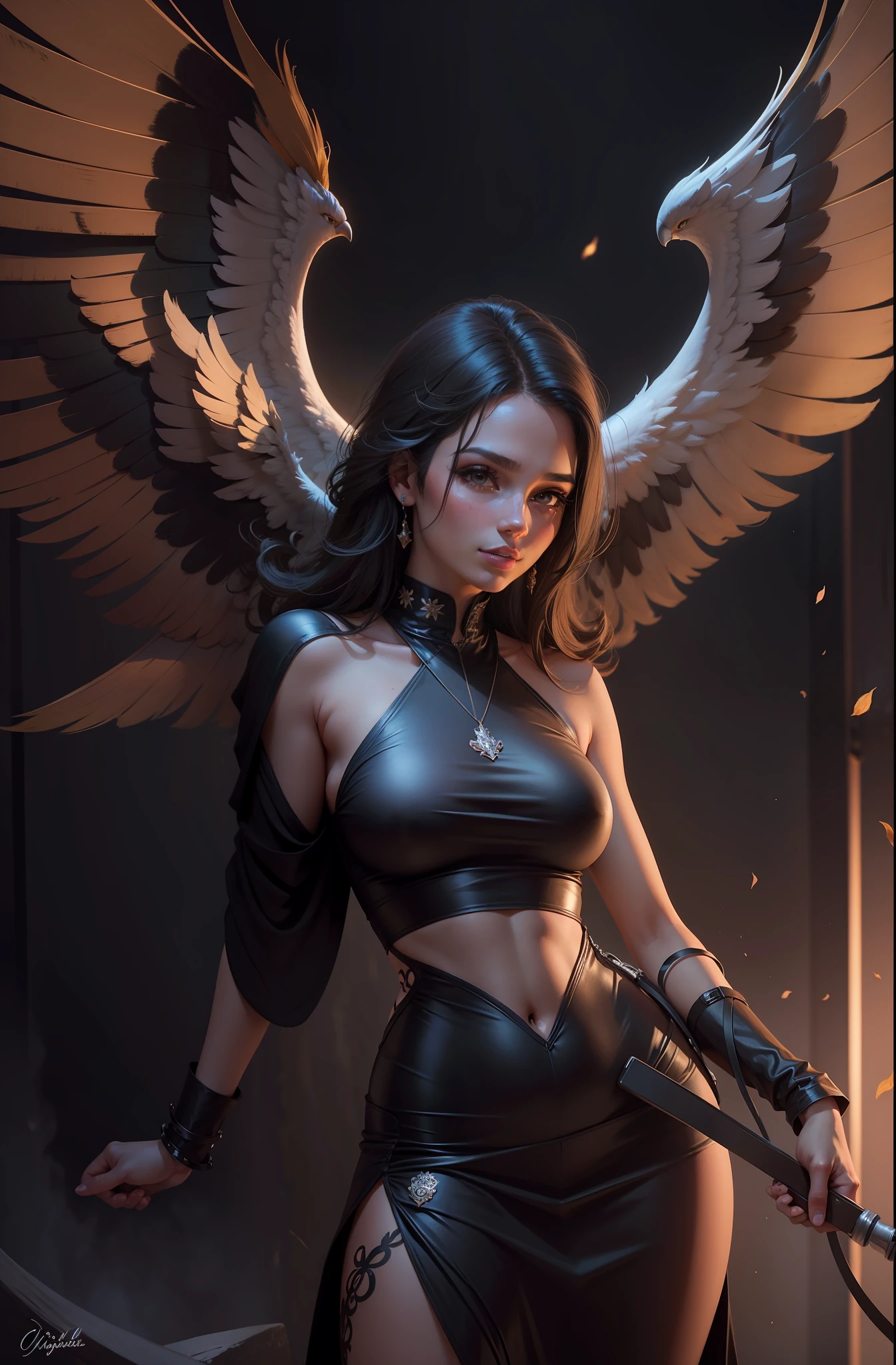 Anjo de cabelo preto