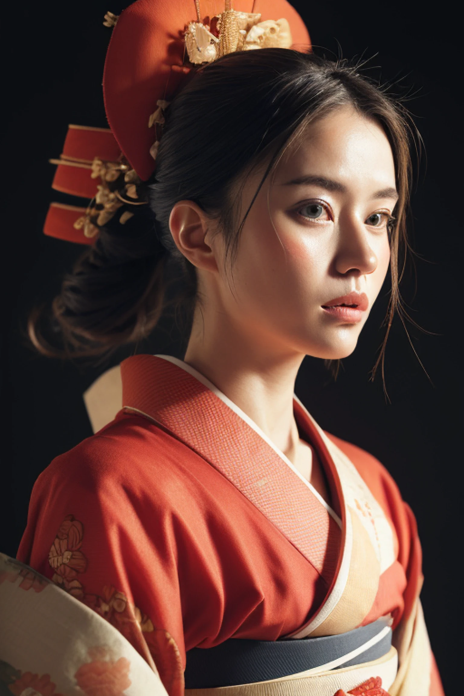 (8k:1.27), best quality, masterpiece, ultra highres:1.2) Photo of Pretty Japanese woman
(beautiful:1.1) (samurai woman:1.1) samurai, (kimono:1.61) (fabric cloth:1.21) (detailed face:1.1) holding blade, intricate elegant, fantasy, detailed, ometric by greg rutkowski and alphonse mucha, gradient lighting