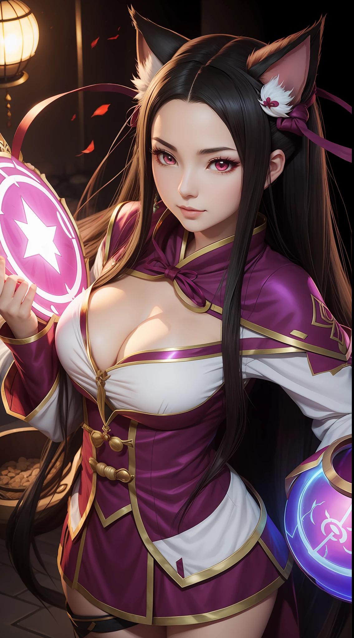 Kamado Nezuko as Ahri League Of Legends In Fantasy City