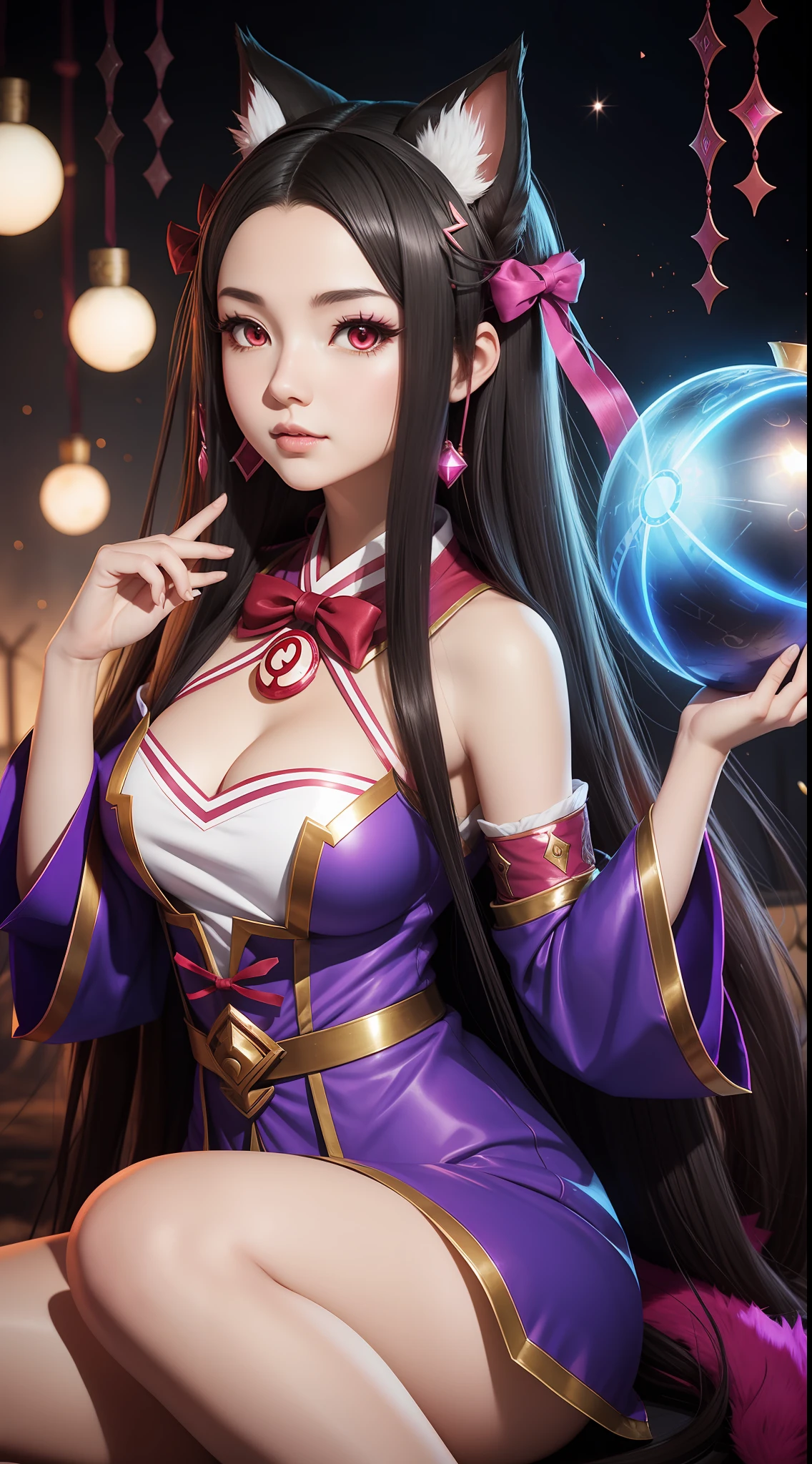 Kamado Nezuko as Ahri League Of Legends In Fantasy City