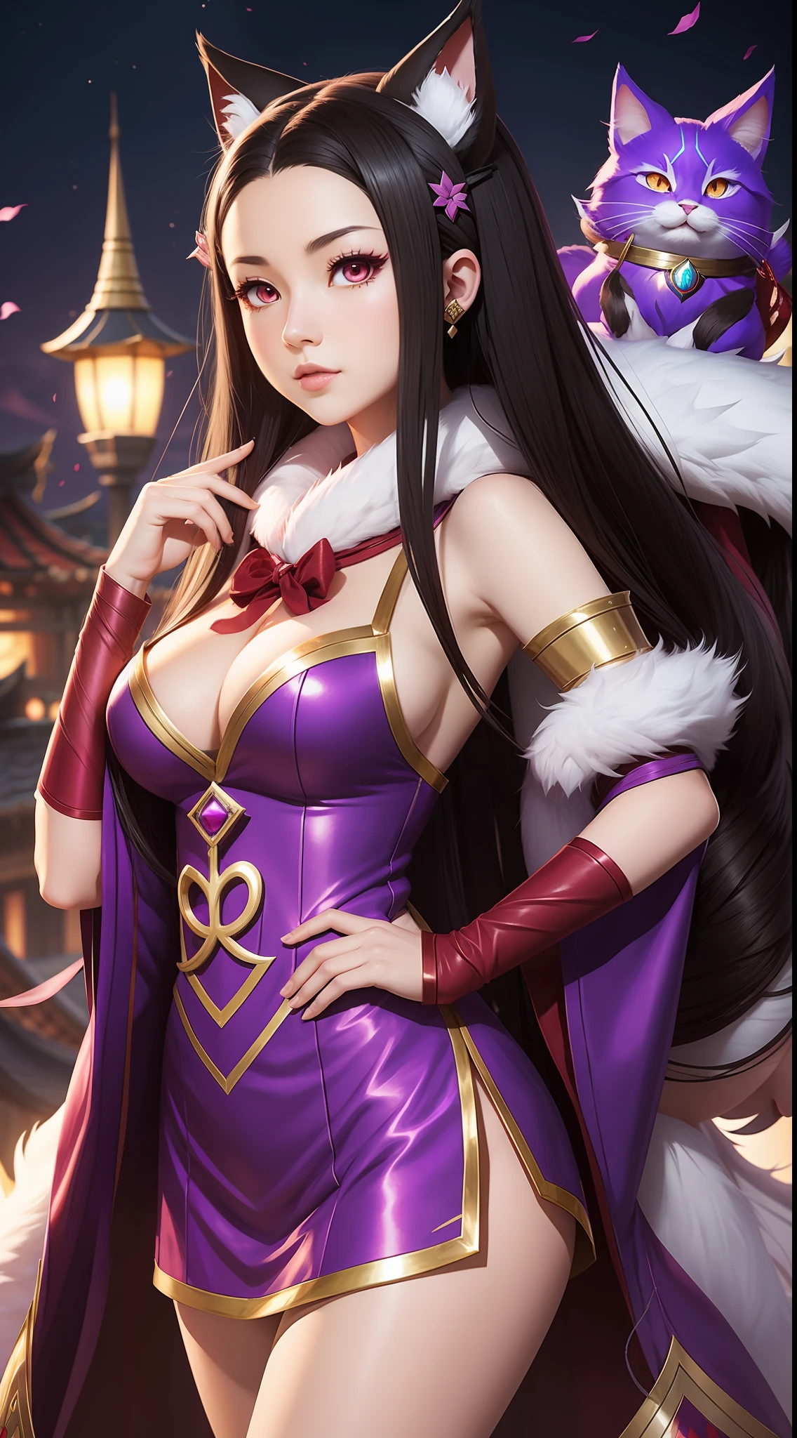 Kamado Nezuko as Ahri League Of Legends In Fantasy City