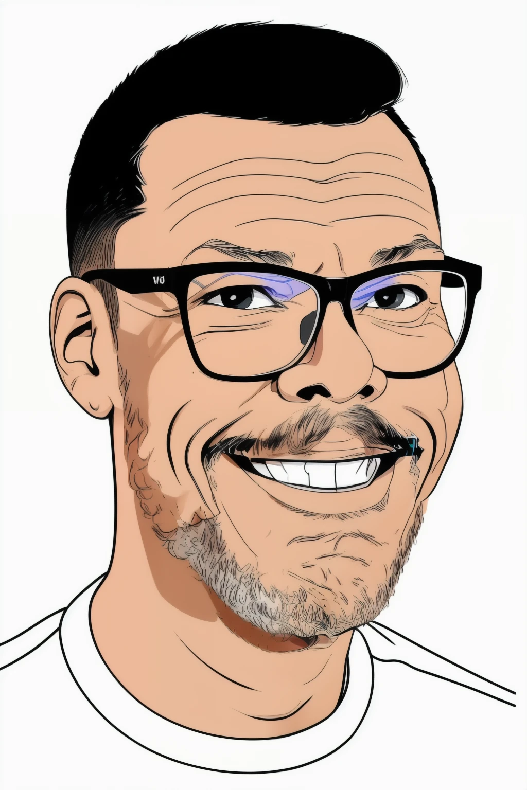 guttonervision8, retrato de um homem de oculos com um leve sorriso, em estilo (((lineart))), (((cartoon, 2d, vetor))). Detalhado, 8k