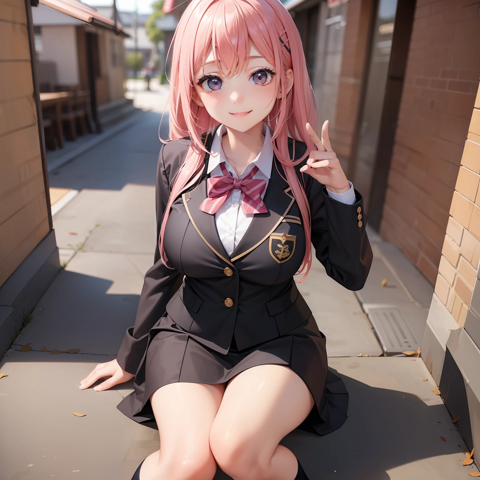 14Year old girl 校服 blazers a smile Long a blond Pink hair top-quality masterpiece 超A high resolution beautiful a girl huge tit Loose Socks Excellent style
