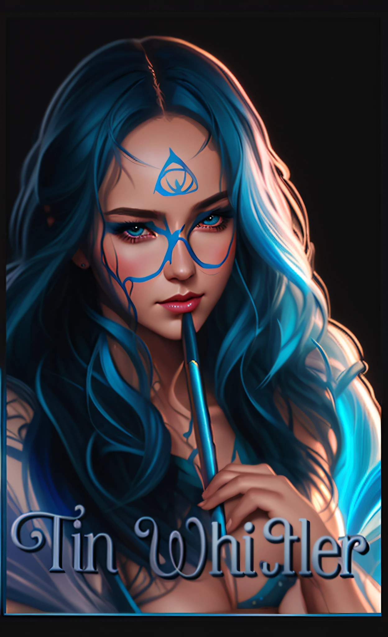 um close up de uma mulher com cabelo azul , Artgerm Julie Bell Beeple, Celta, tocando flauta, Neoartcore e Charlie Bowater, Artgerm e Lois van Baarle, Artgerm Plano, retrato artgerm, pintado no estilo arcano, Artgerm e Wlop, graphic artist artgerm