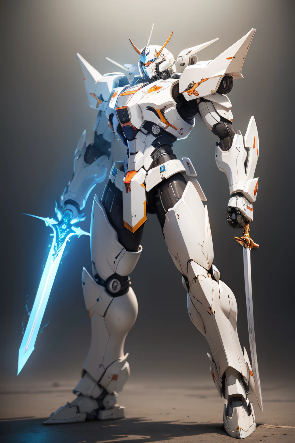 white color mecha, holding enormous sword, 8k, super detail, ccurate, best quality
