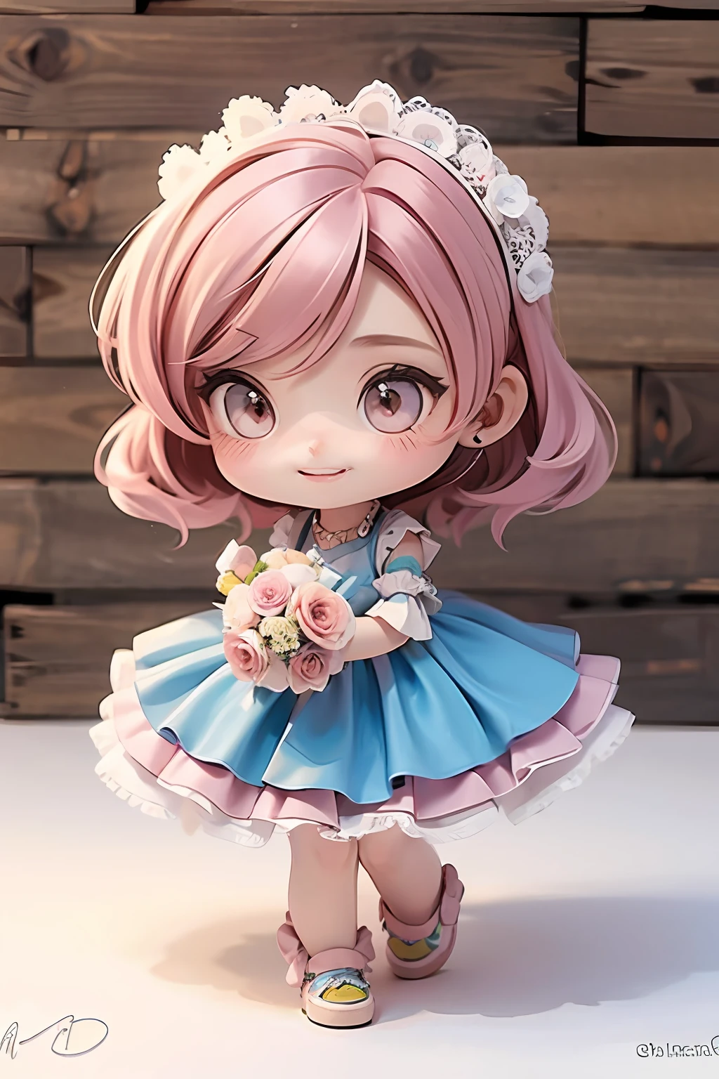 Mulher bonita Chibi , cabelo loiro grande com rosas Chibi , desenhista Chibi , chibi