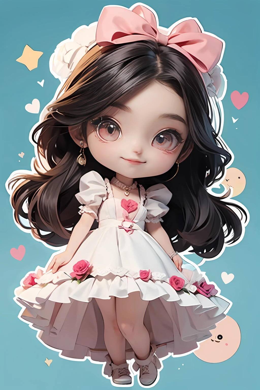 Mulher bonita Chibi , cabelo loiro grande com rosas Chibi , desenhista Chibi , chibi