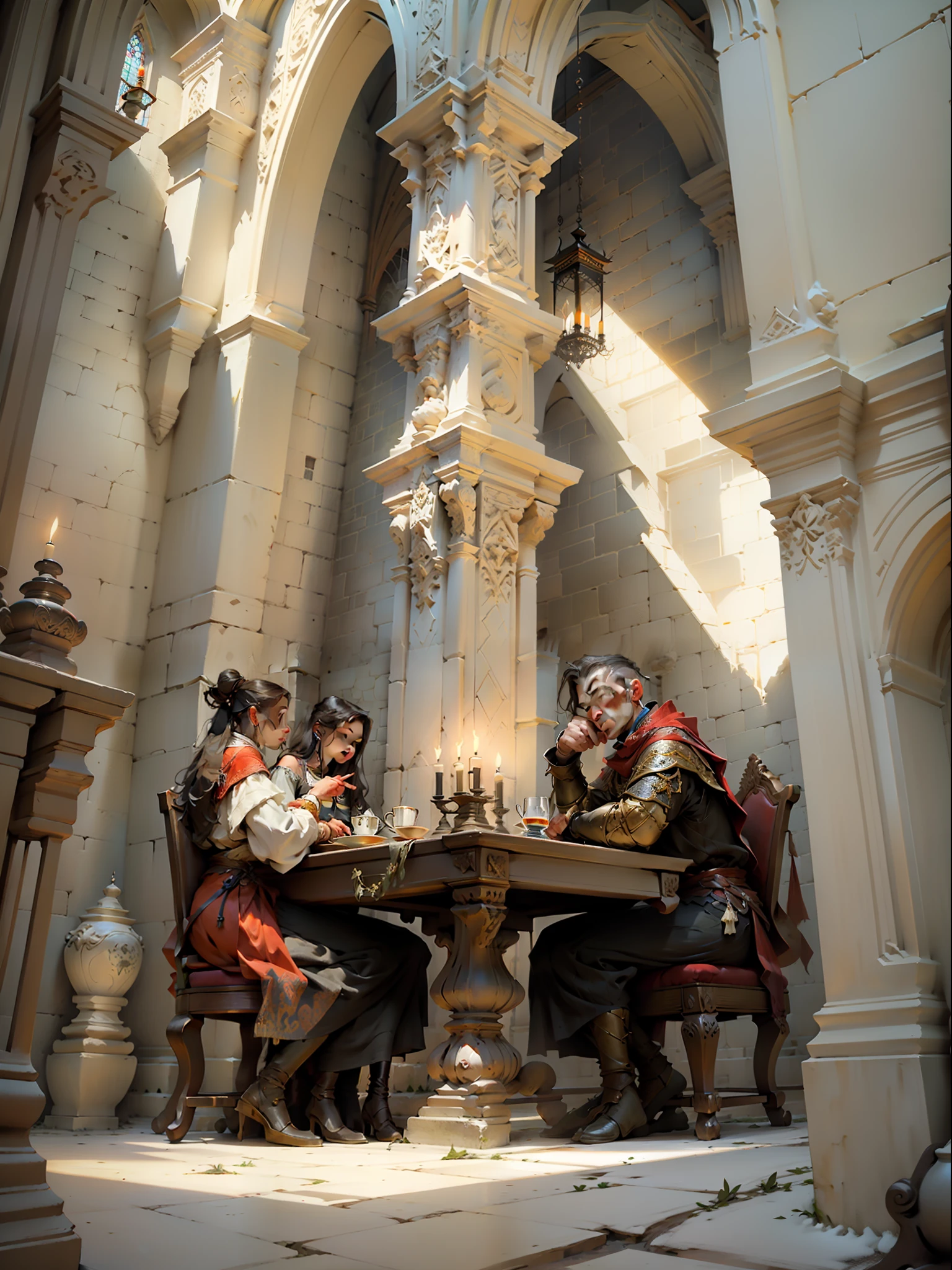 Medieval architecture,Enclosed interior,Dim light,fireplace,food,turkey,dining table,Fire,
