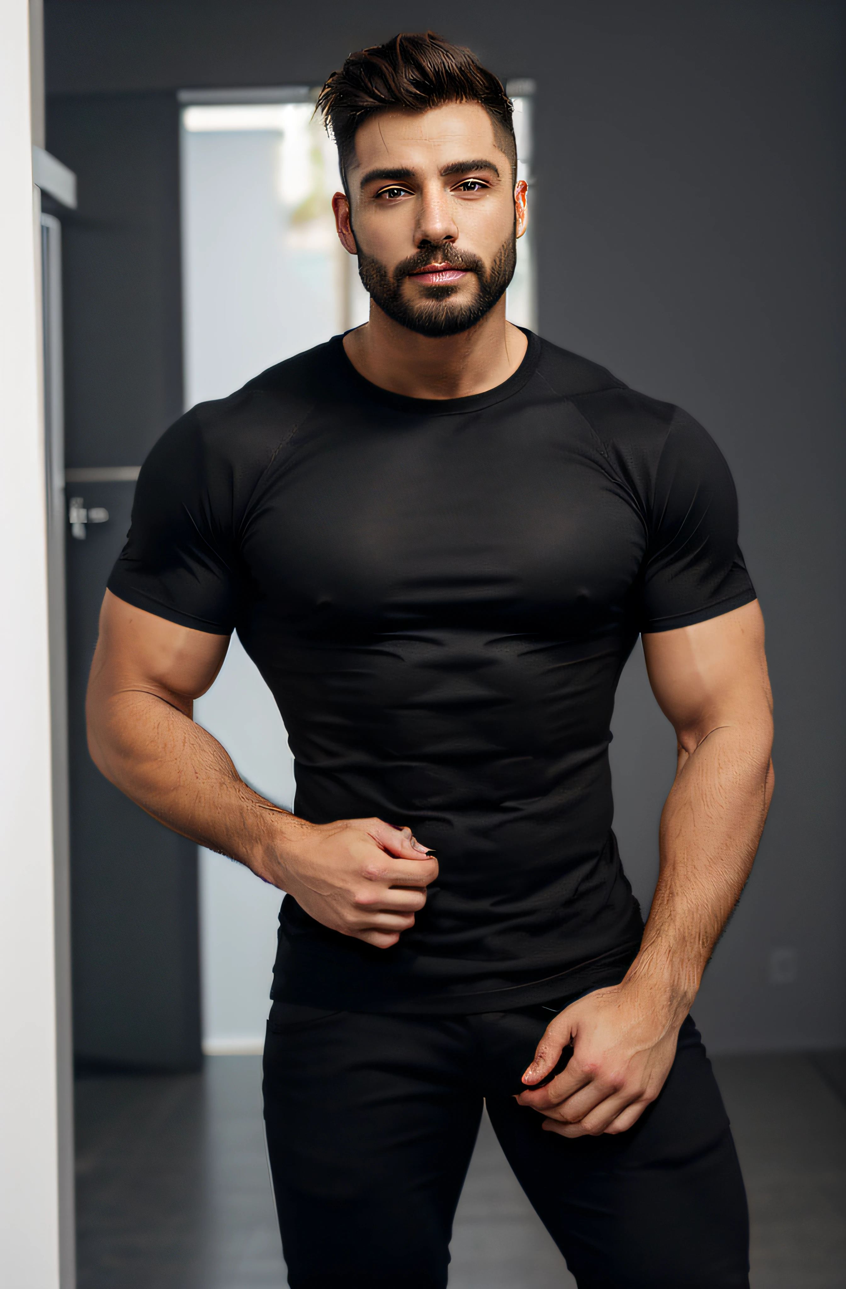Manos normales de un hombre joven con pose sexy