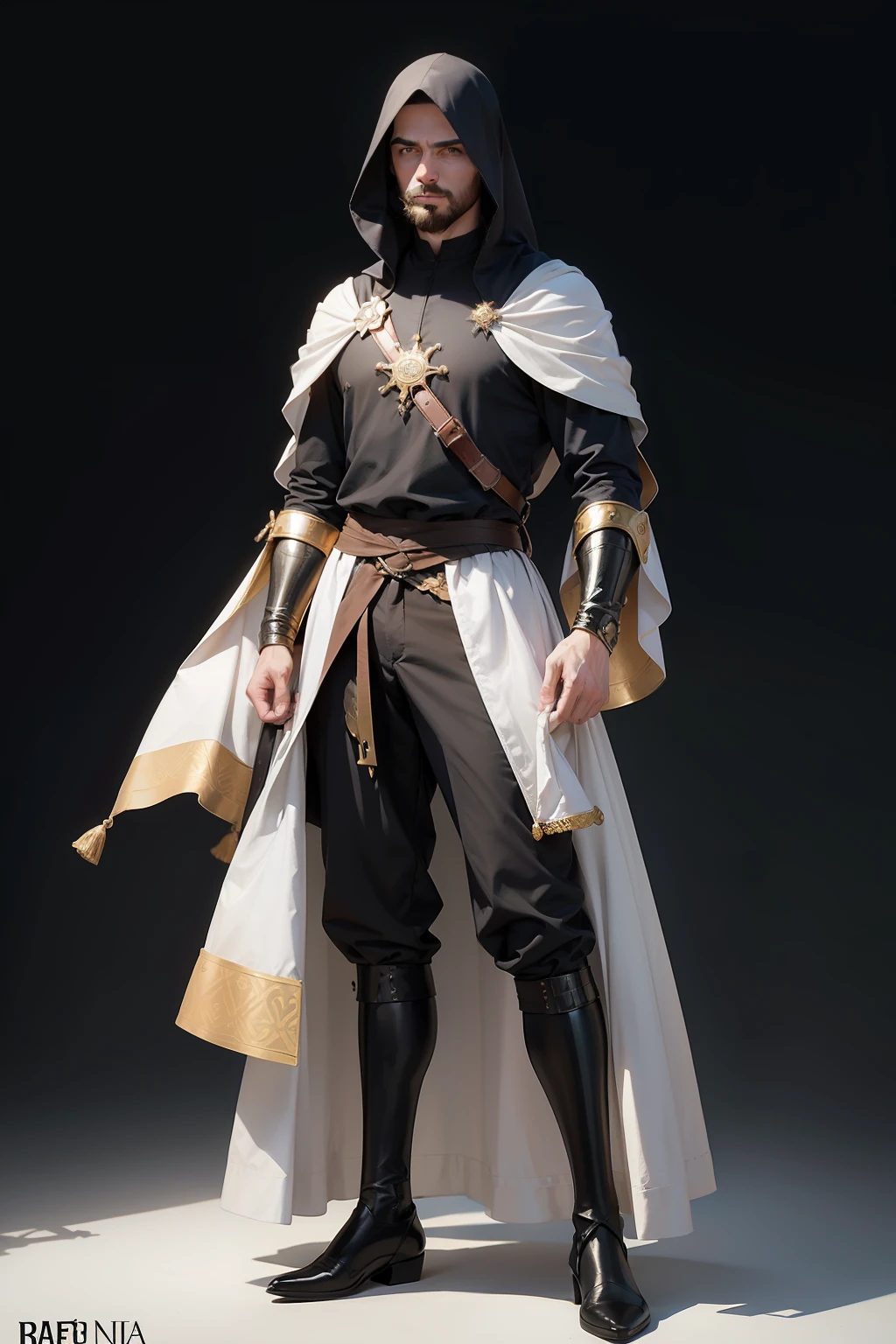 realista, Homem, meia idade, cabelo preto curto, Manto medieval vinho, Armadura medieval com chifres dourada, Pants, corpo todo, fundo branco