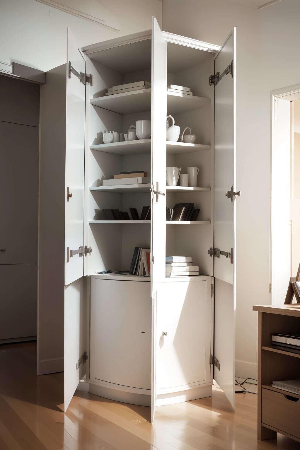 The cabinet of deconstructivism,breaking,liveroom,White wood grain