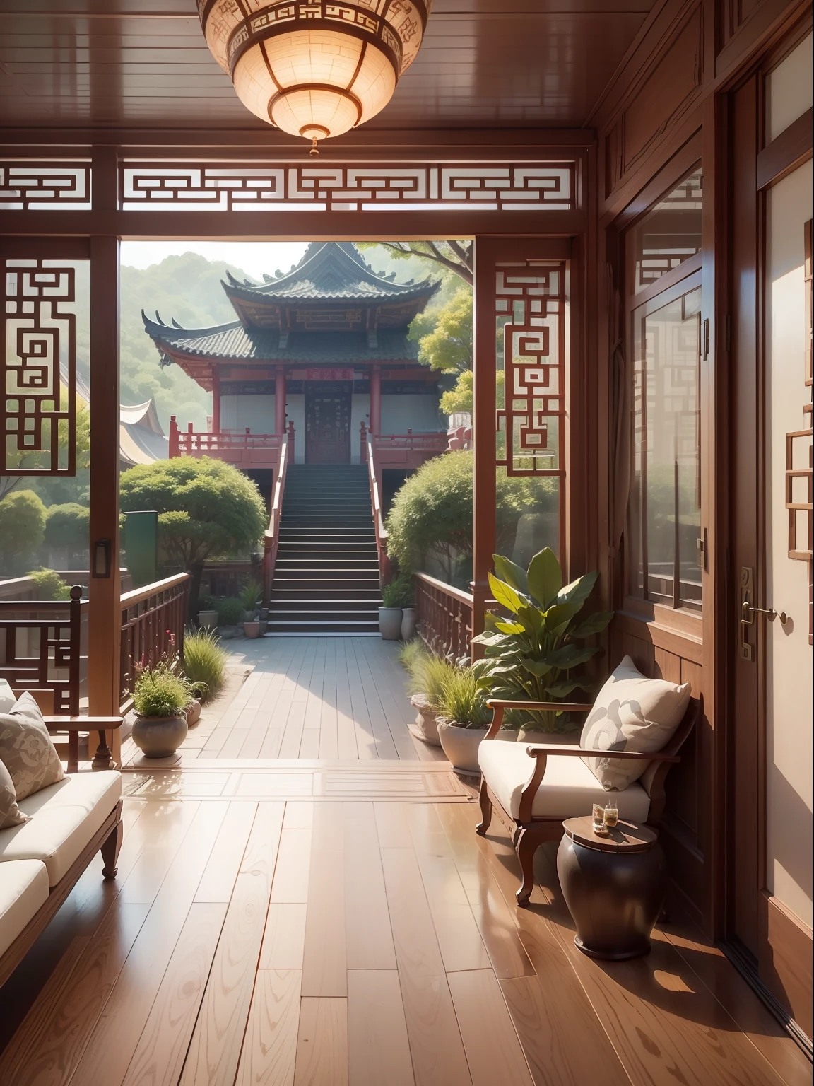 The Chinese-inspired architectural style of this summer resort is truly captivating, exuding an air of realism and sophistication. Its exquisite attention to detail renders it a sight of unparalleled beauty. --ar 3:4 --v 5.2 --style raw 50 --c 2 --q 1 --s 2